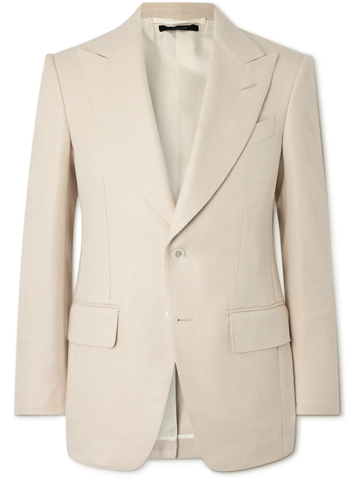 TOM FORD - Atticus Slim-Fit Basketweave Wool, Silk and Linen-Blend Blazer - Men - Neutrals - IT 54
