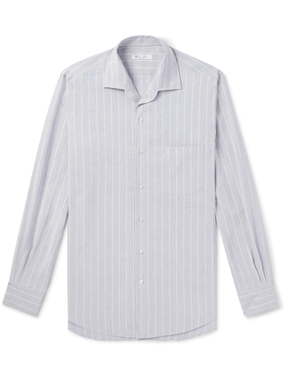 Loro Piana Andre Camp-collar Striped Linen And Silk-blend Shirt In Blue