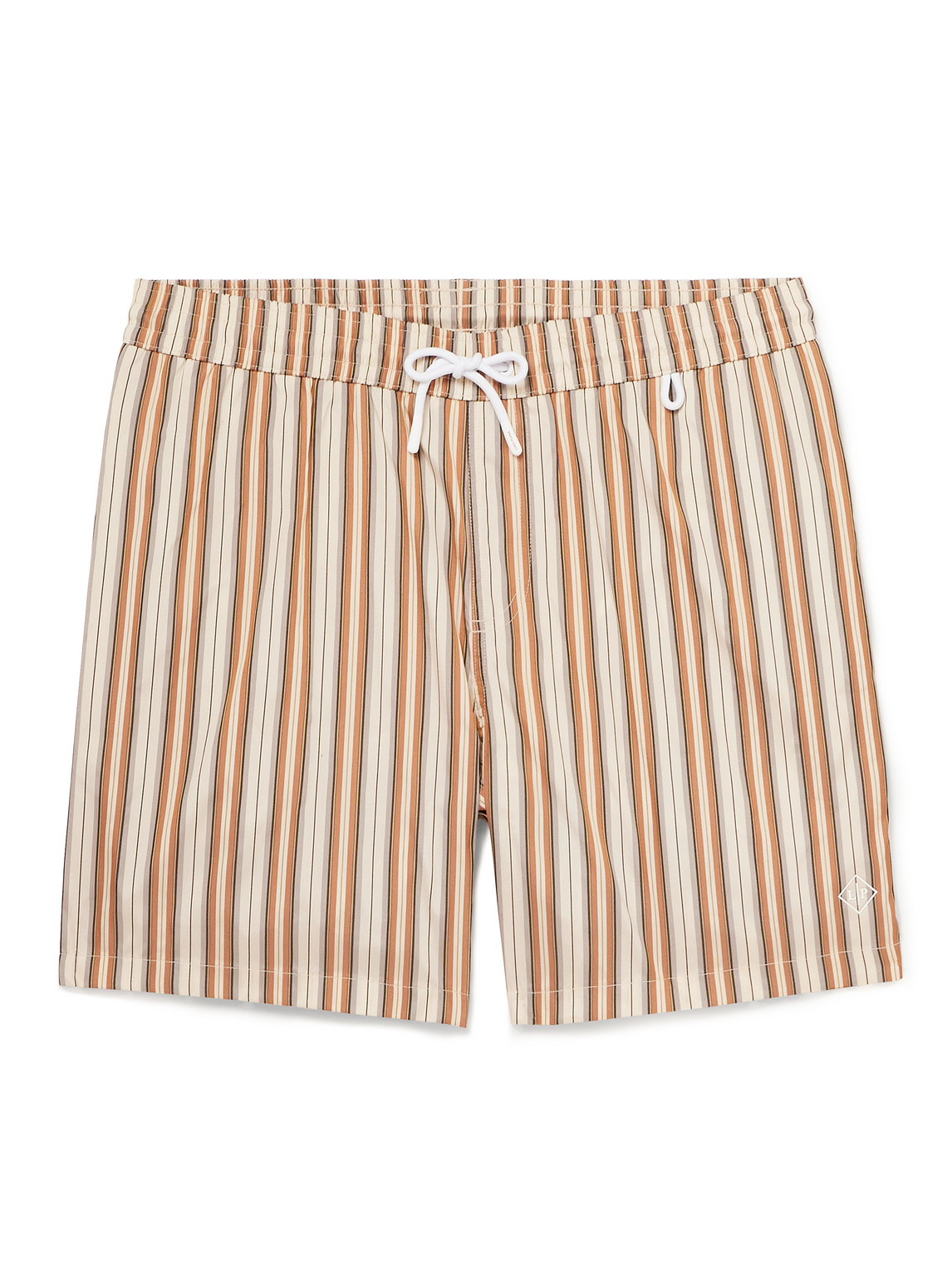 Bay Straight-Leg Mid-Length Striped Swim Shorts