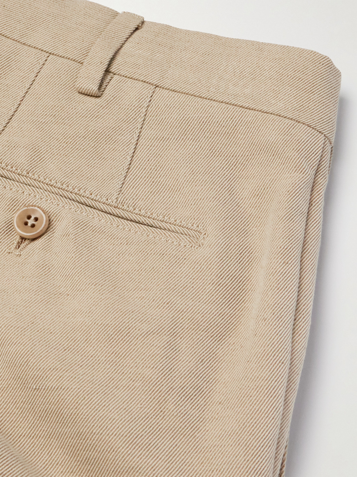 Shop Loro Piana Straight-leg Linen-twill Trousers In Neutrals