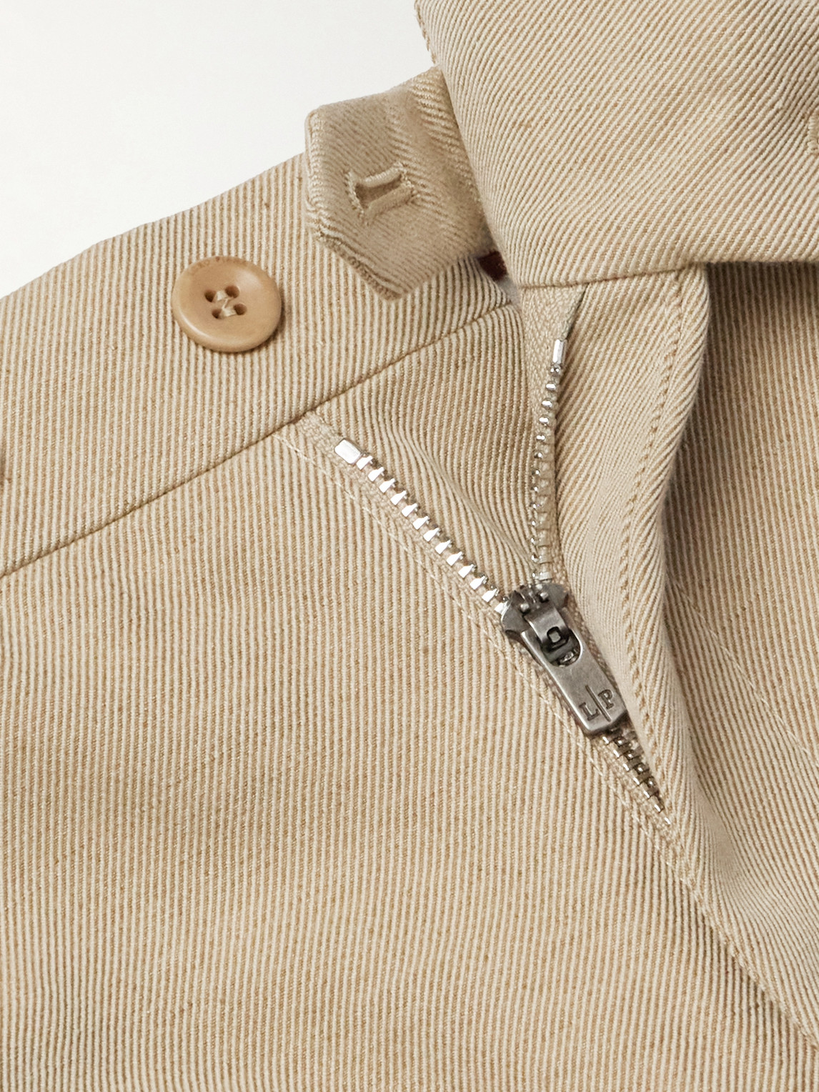 Shop Loro Piana Straight-leg Linen-twill Trousers In Neutrals