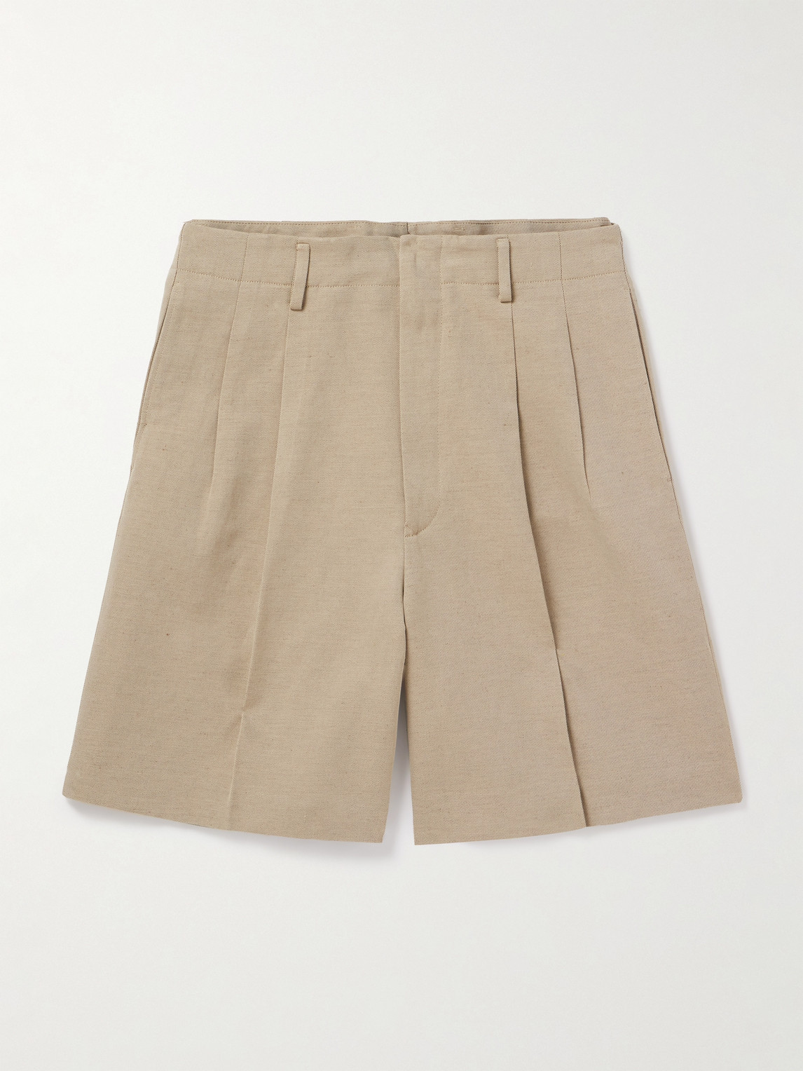 Loro Piana Joetsu Wide-Leg Pleated Cotton and Linen-Blend Twill Shorts - Men