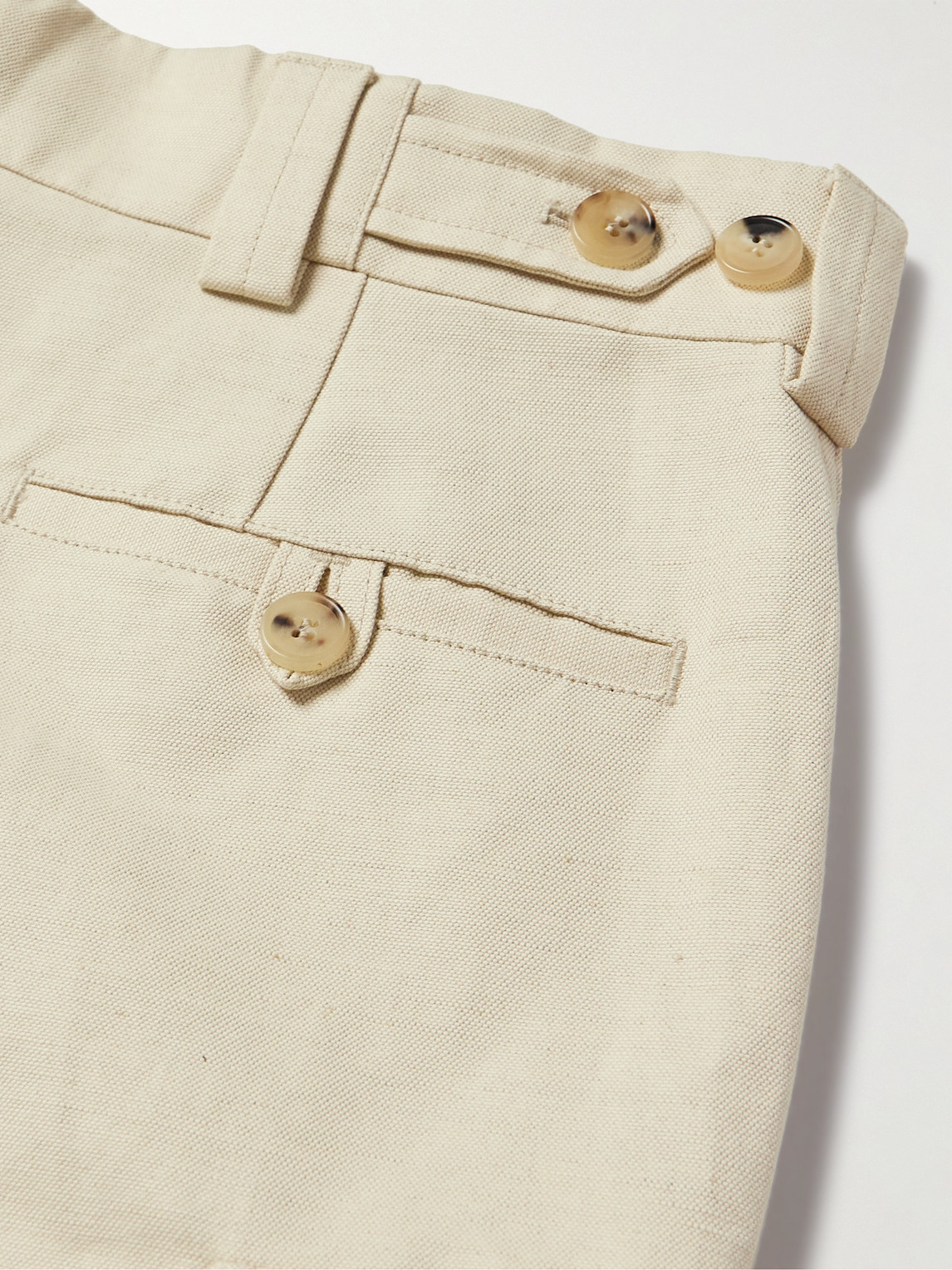 Shop Loro Piana Bizen Wide-leg Cotton And Linen-blend Canvas Cargo Shorts In Neutrals