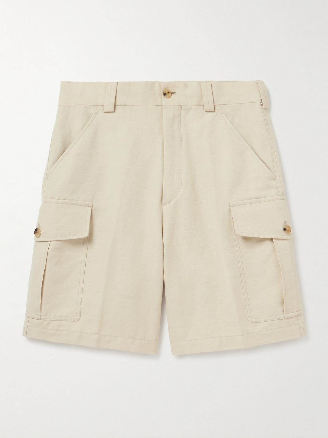 Loro Piana Bizen Wide-Leg Cotton and Linen-Blend Canvas Cargo Shorts - Men