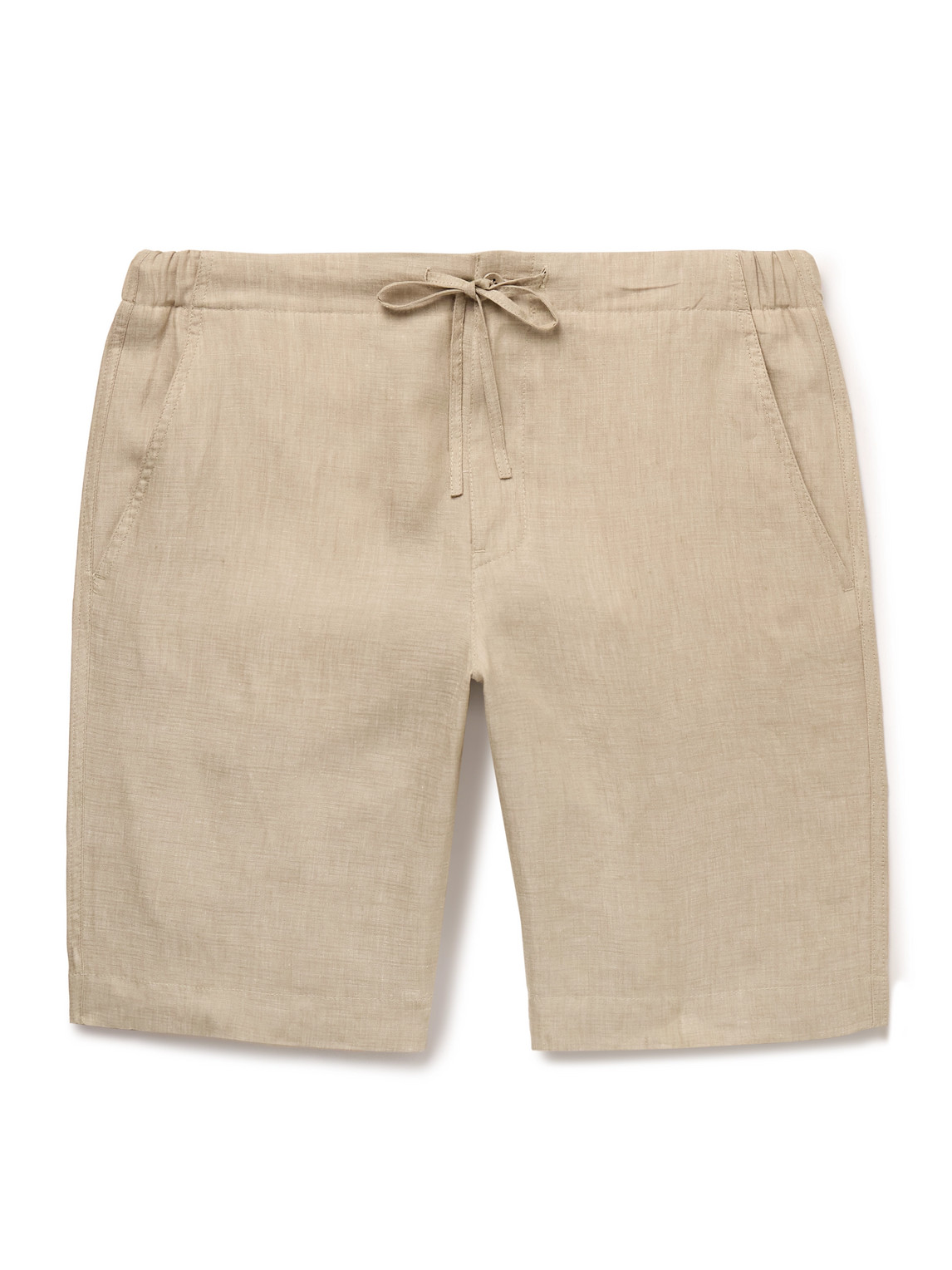 Straight-Leg Linen Drawstring Bermuda Shorts