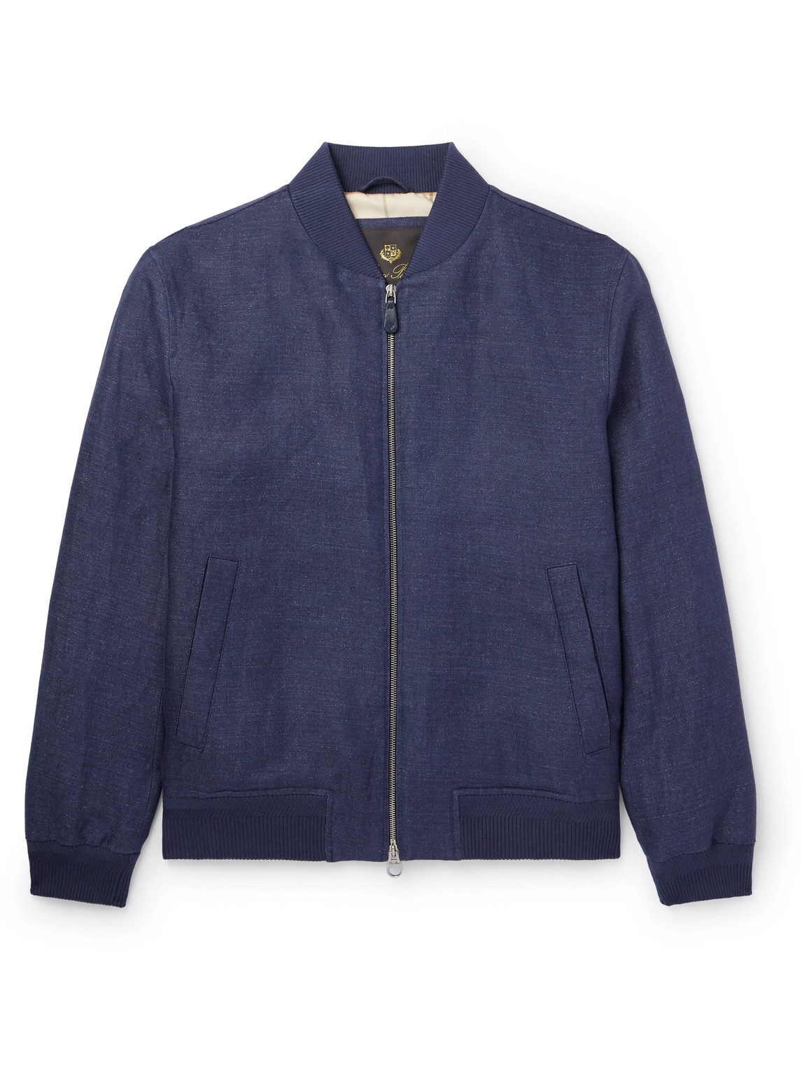 Loro Piana Linen Bomber Jacket In Blue