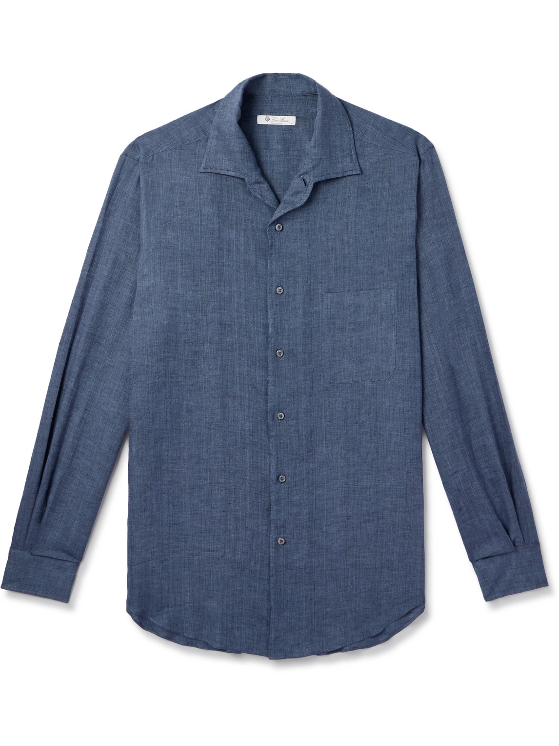 Loro Piana André Arizona Linen Shirt In Blue