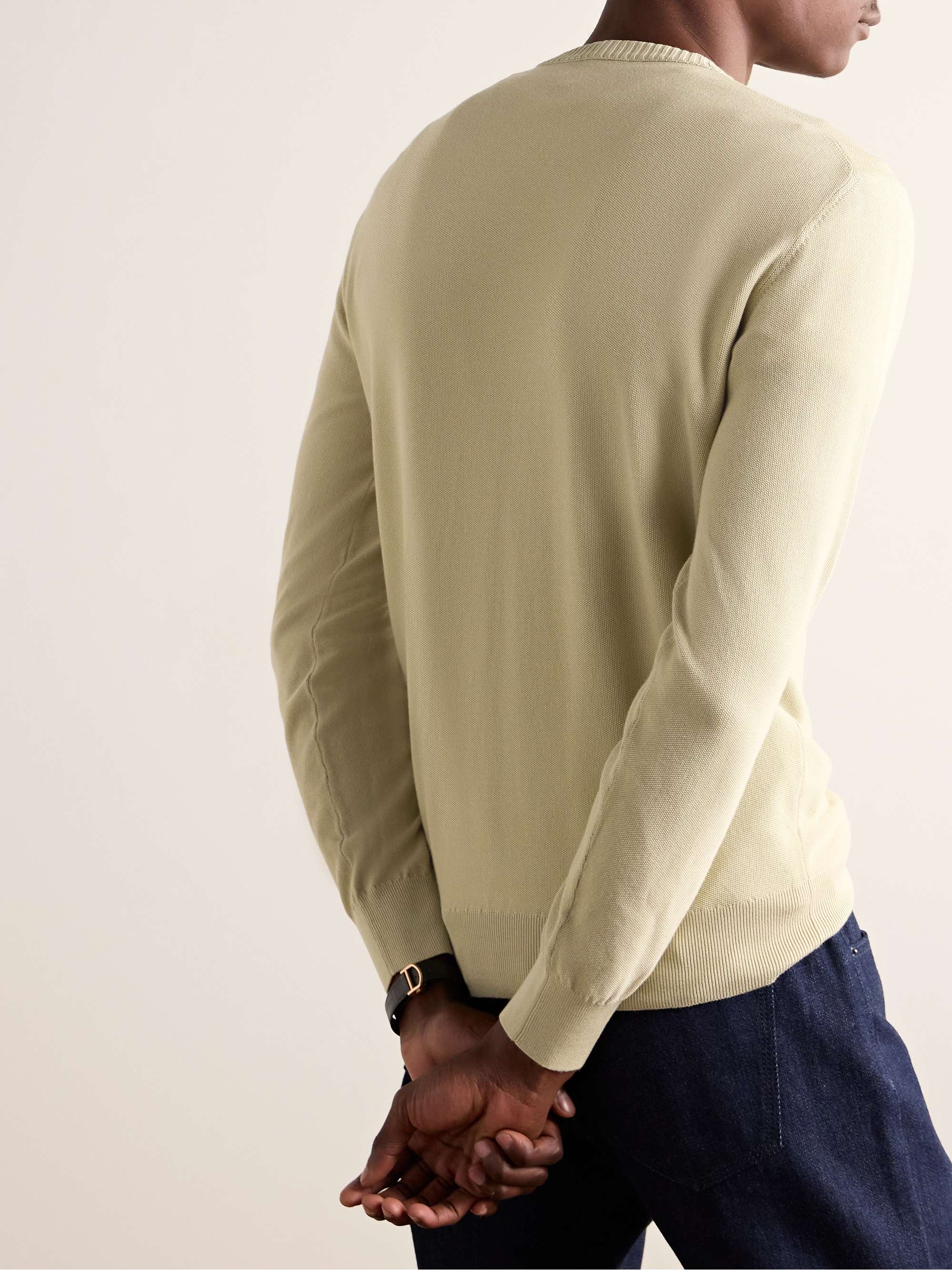 LORO PIANA Cotton and Silk-Blend Piqué Sweater