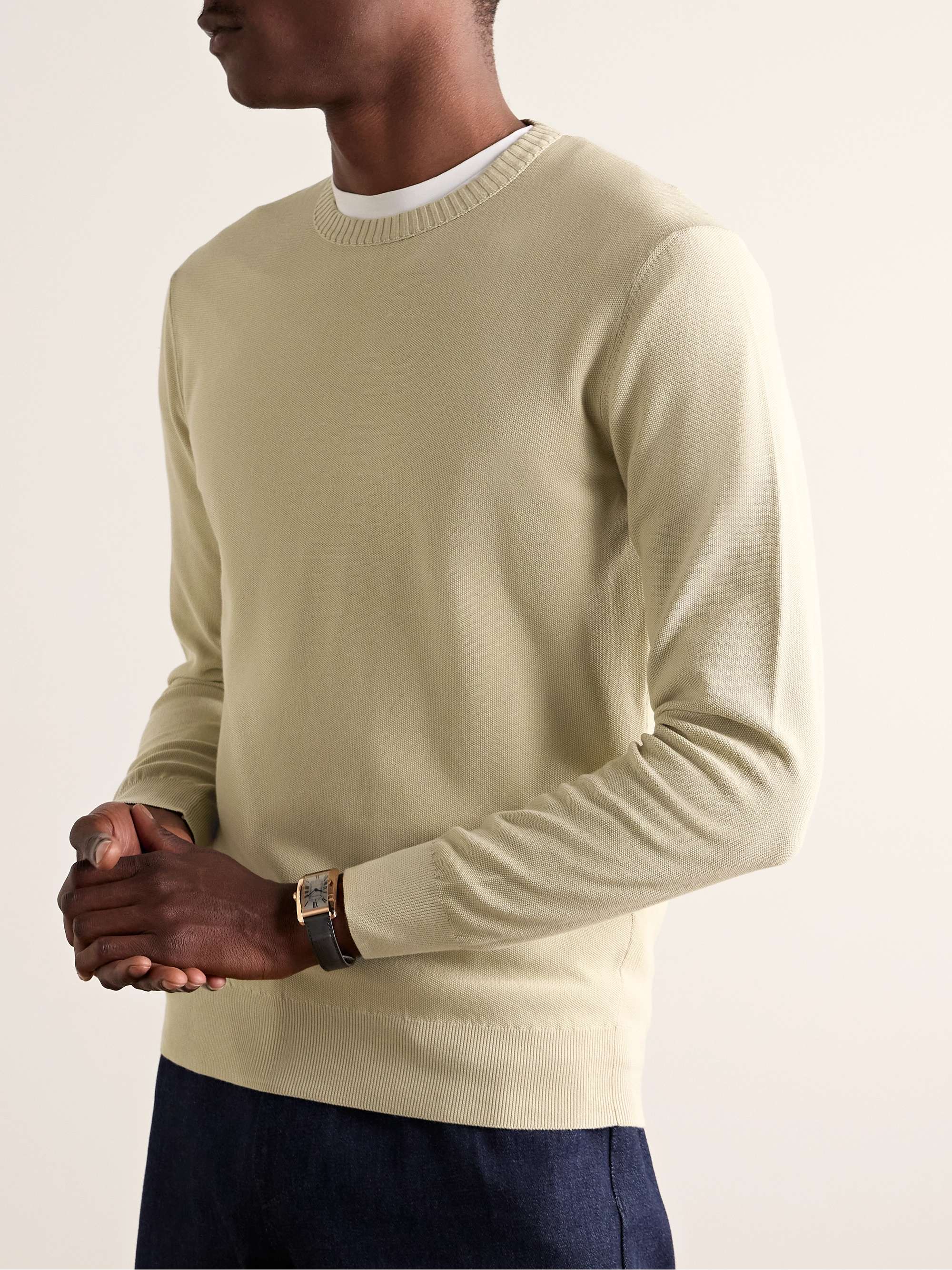 LORO PIANA Cotton and Silk-Blend Piqué Sweater