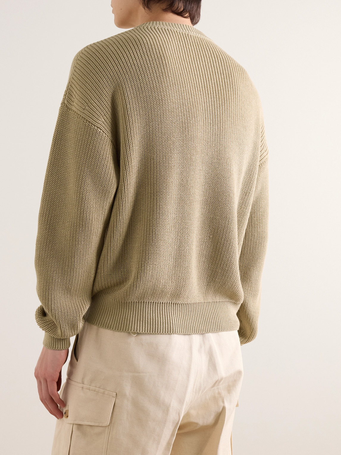 Loro Piana Ribbed Cotton Henley Sweater In Brown