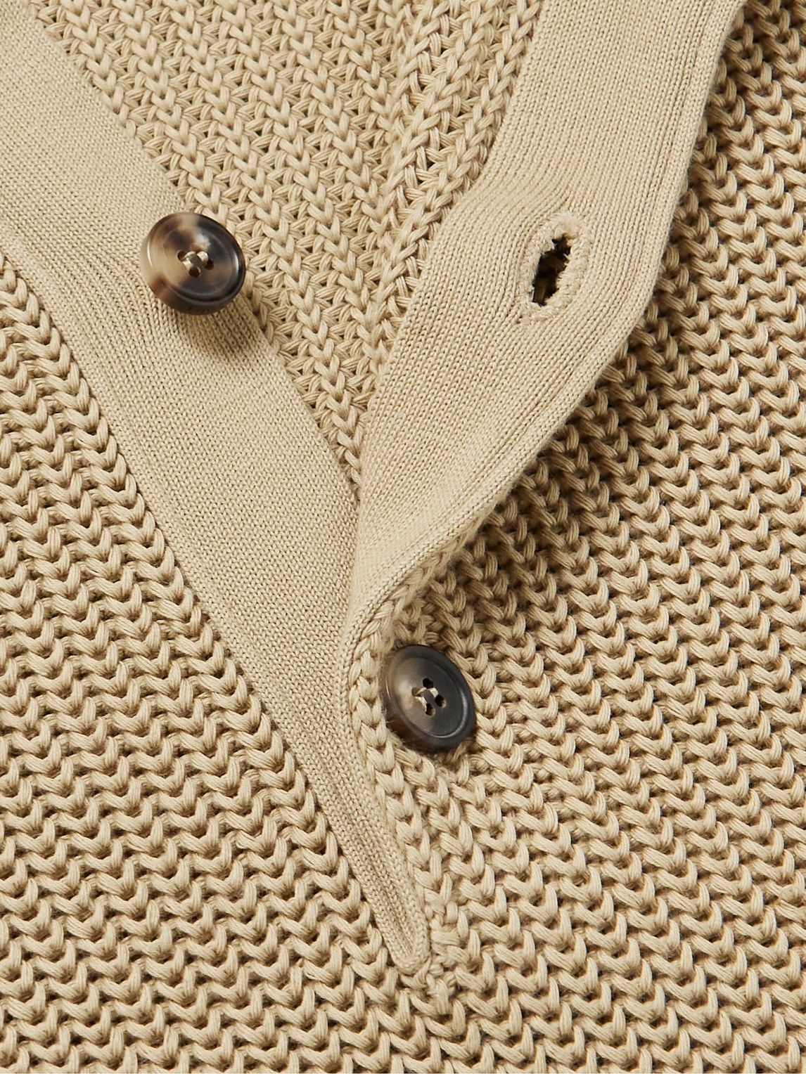 Loro Piana Ribbed Cotton Henley Sweater In Brown