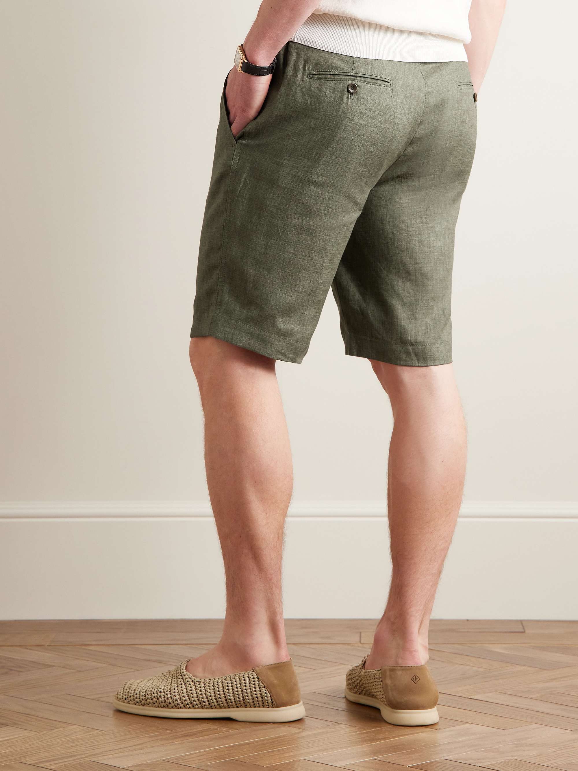 LORO PIANA Straight-Leg Linen Drawstring Bermuda Shorts