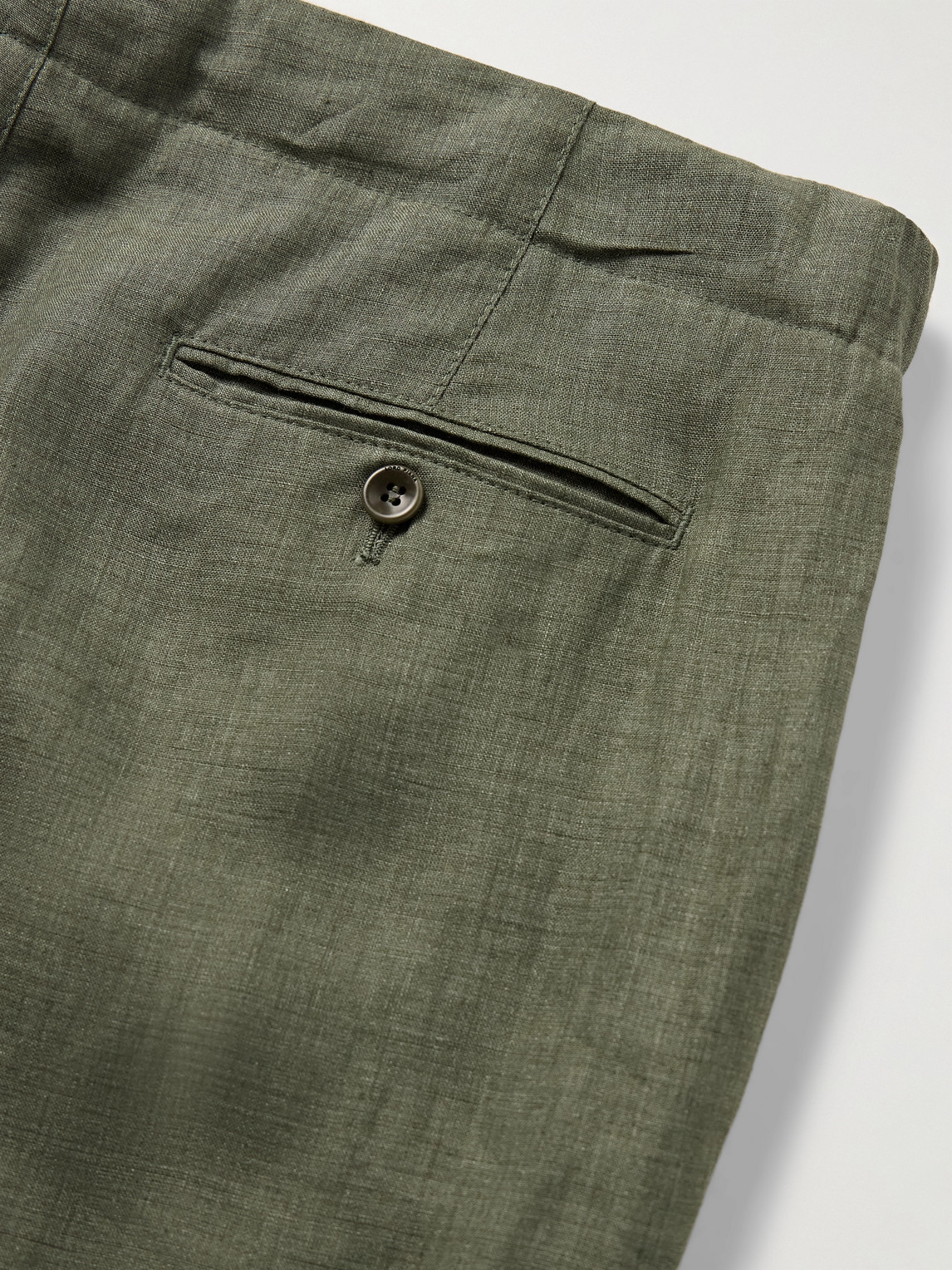 Shop Loro Piana Straight-leg Linen Drawstring Bermuda Shorts In Green