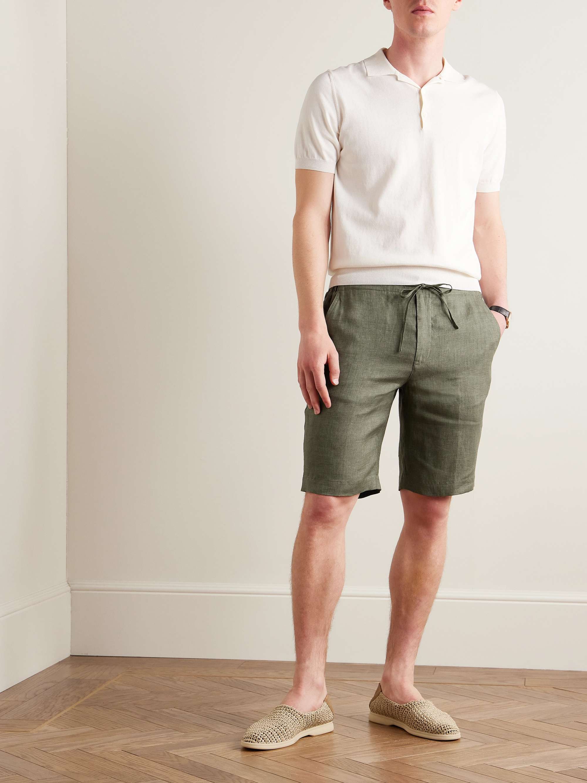 LORO PIANA Straight-Leg Linen Drawstring Bermuda Shorts