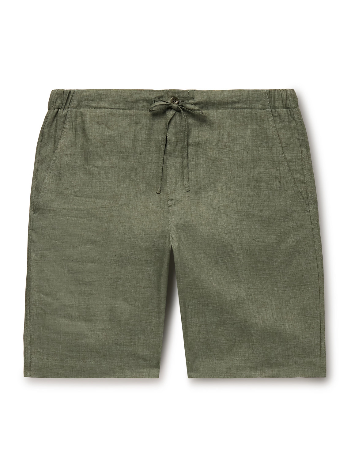 Loro Piana Straight-leg Linen Drawstring Bermuda Shorts In Green