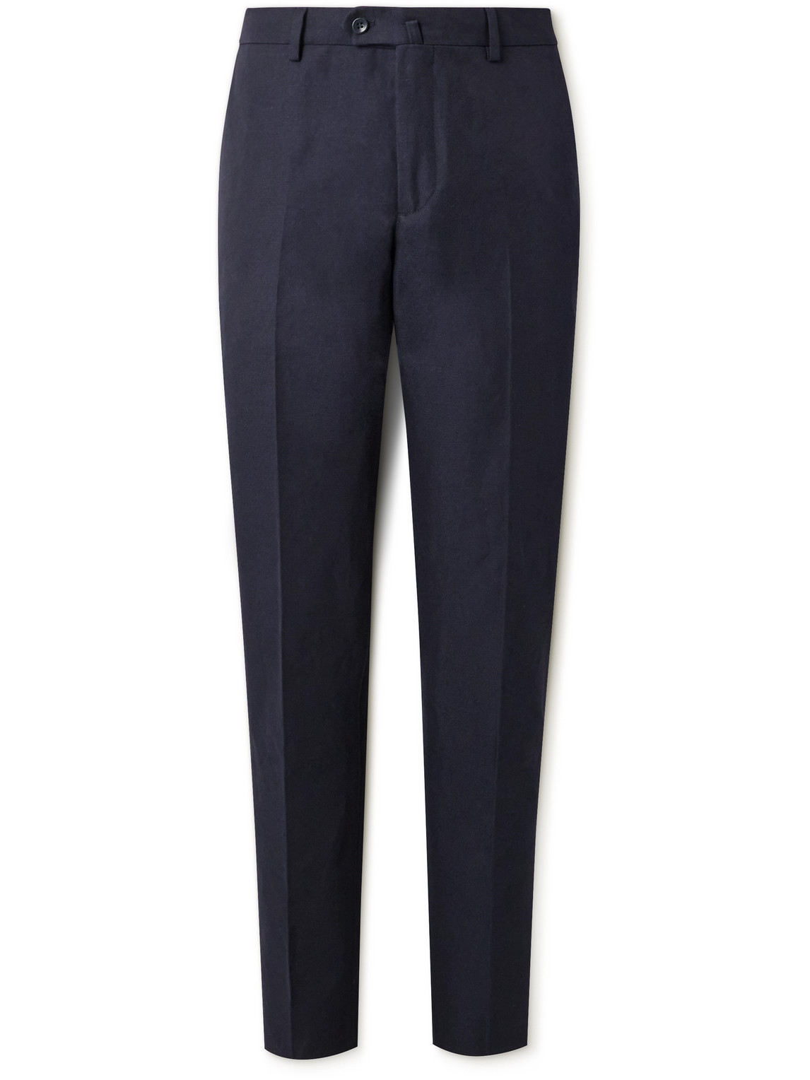 Loro Piana Pantaflat Slim-fit Pleated Linen Trousers In Blue
