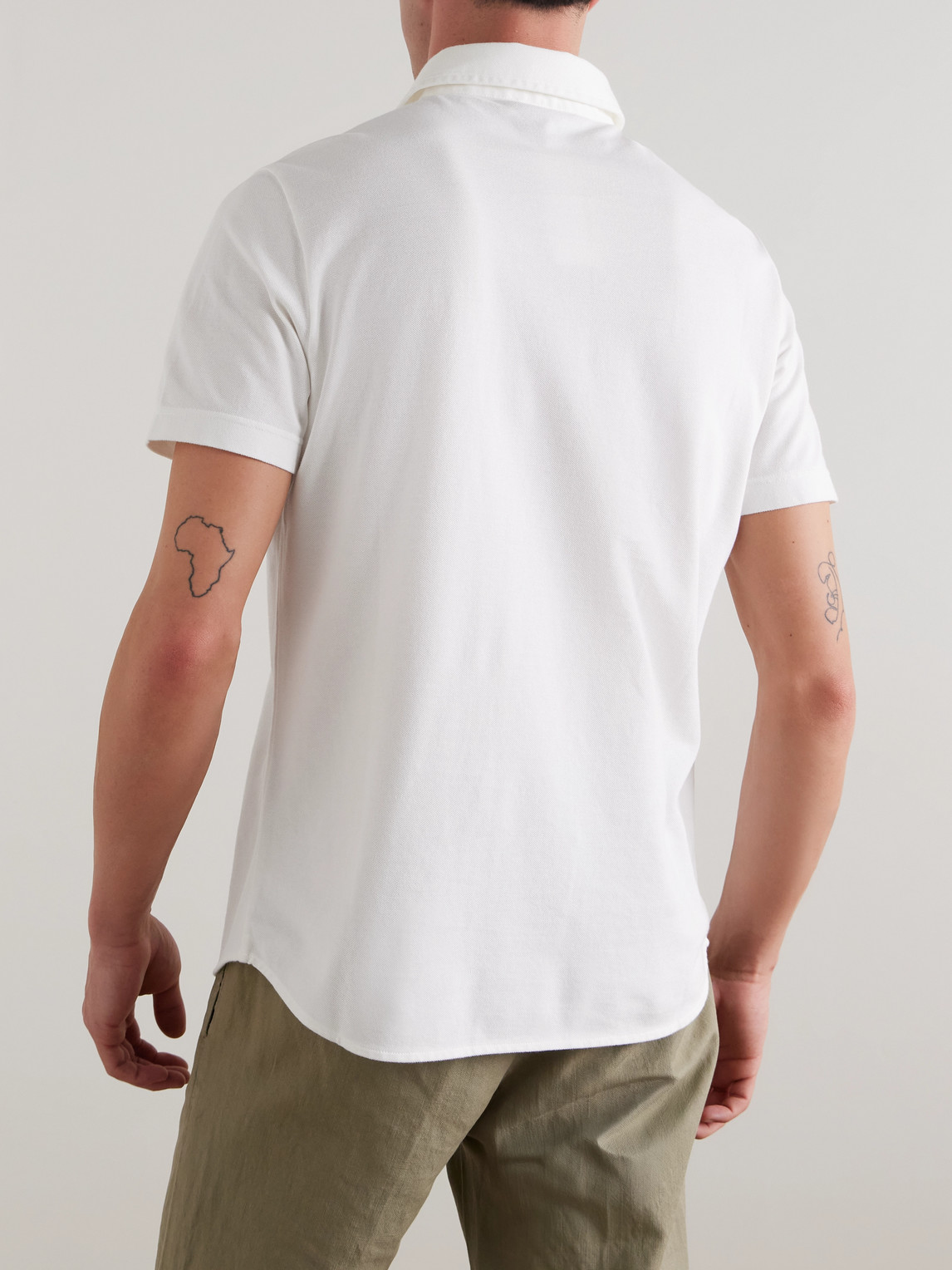 Shop Loro Piana Cotton-piqué Polo Shirt In White