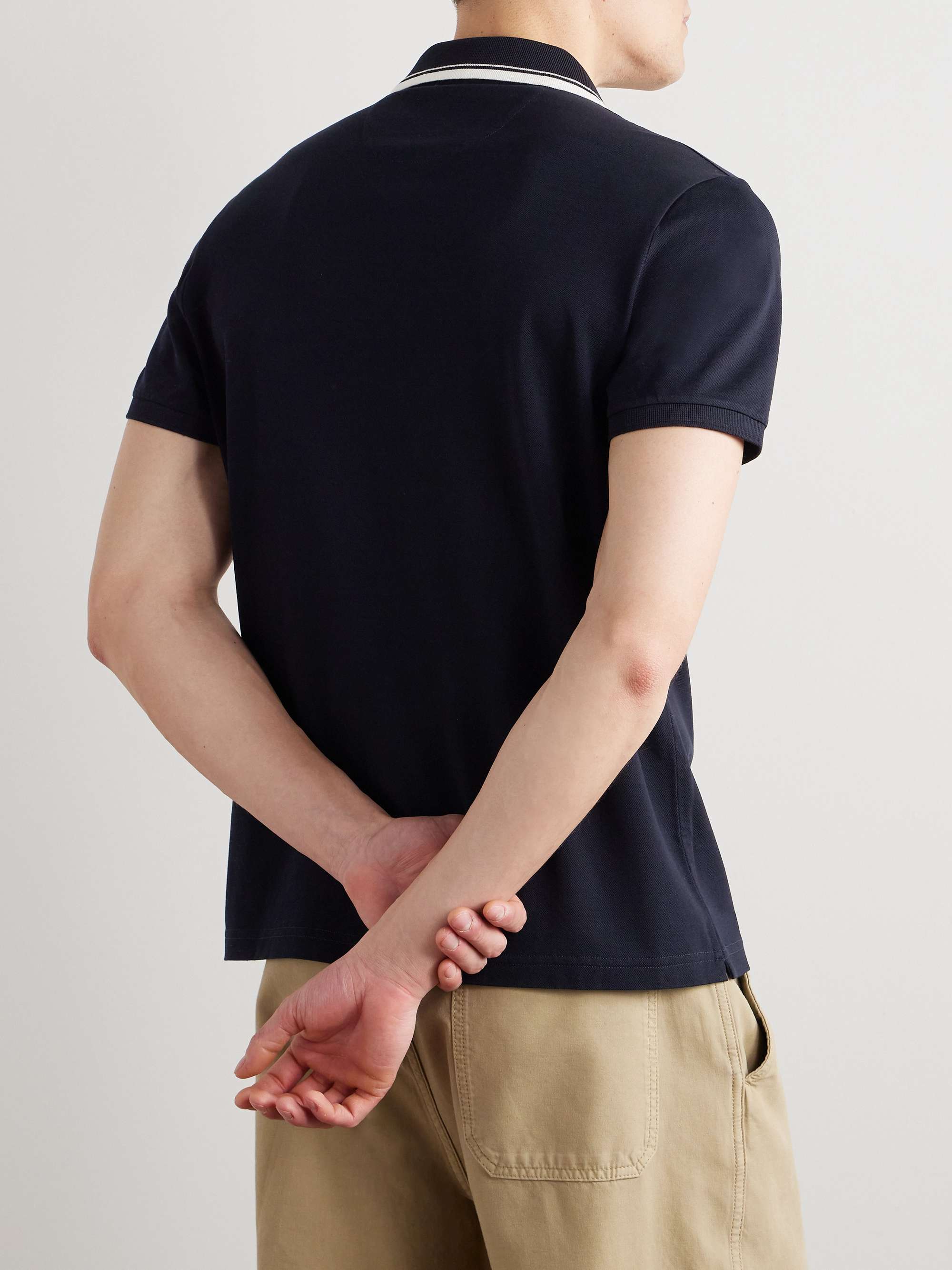 LORO PIANA Regatta Contrast-Tipped Stretch-Cotton Piqué Half-Zip Polo Shirt