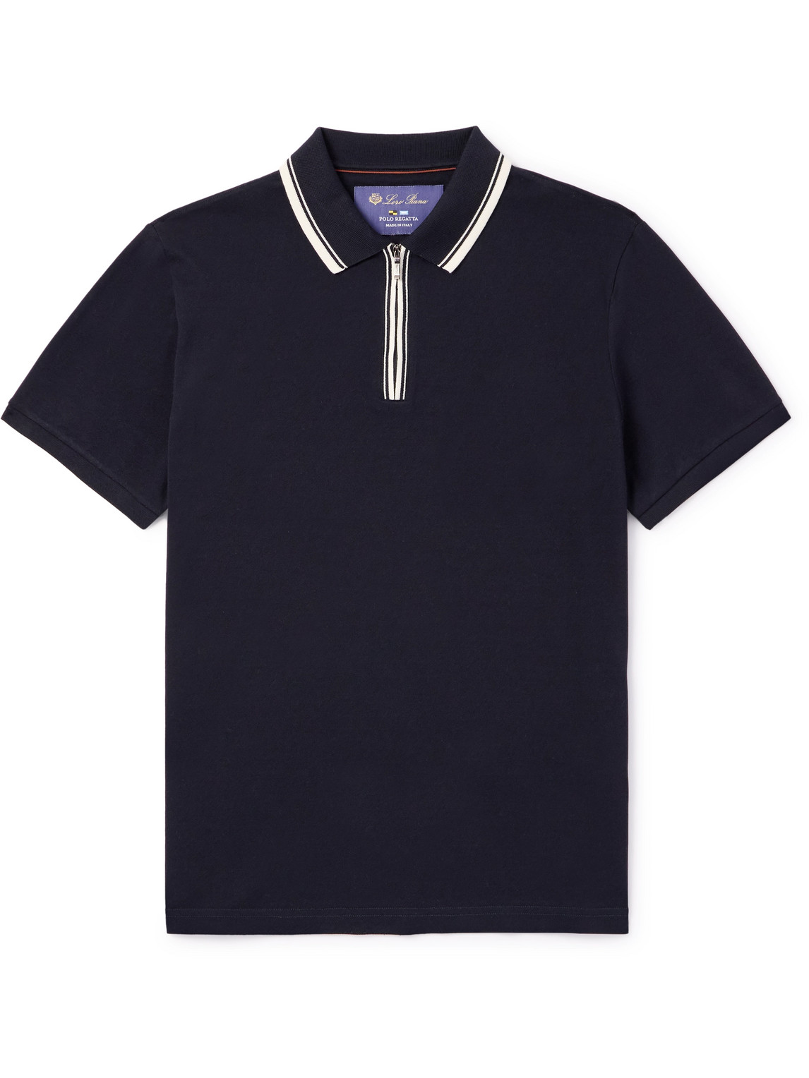 Loro Piana Regatta Stretch-cotton Piqué Half-zip Polo Shirt In Blue