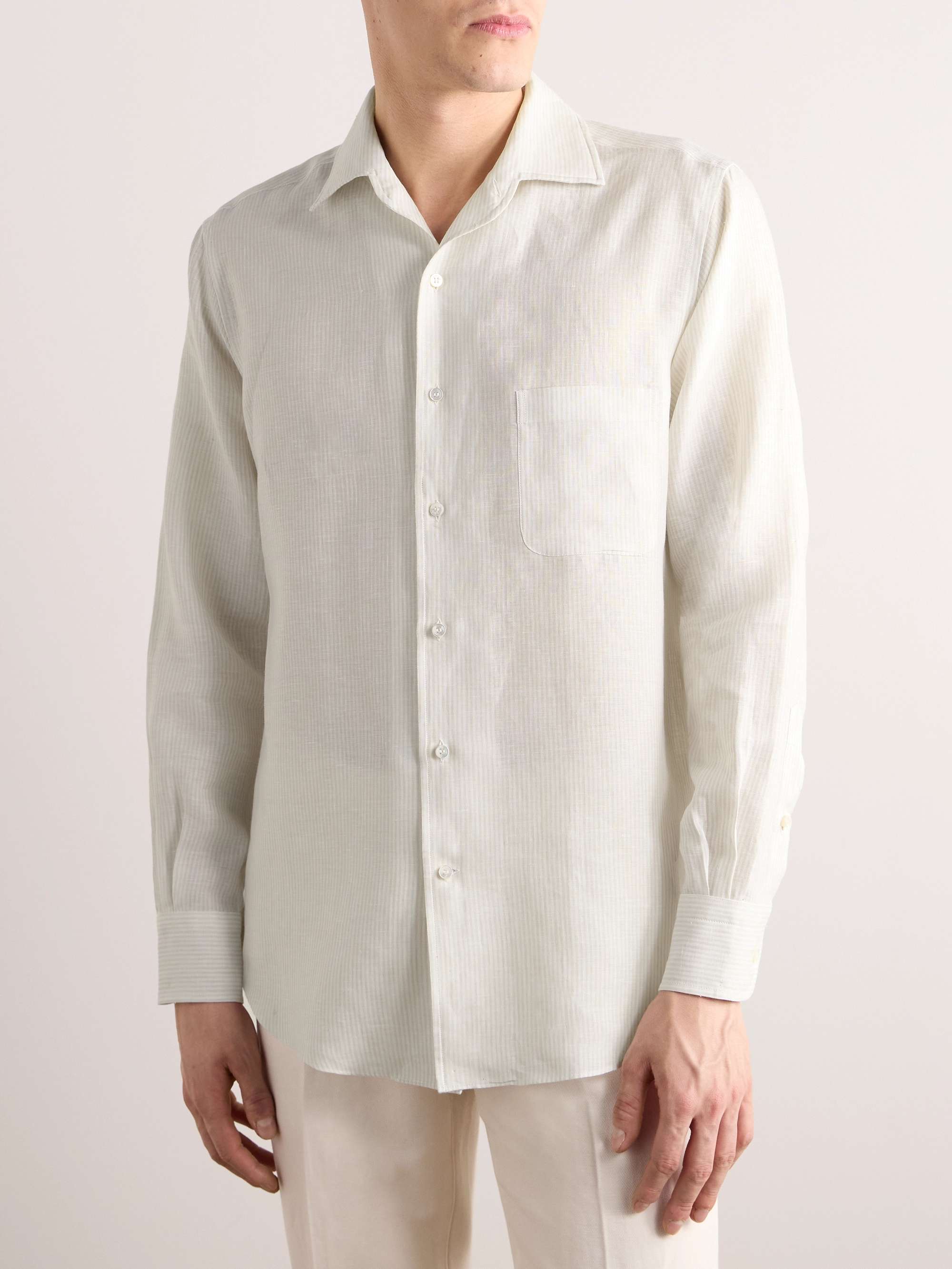 LORO PIANA Camicia in lino a righe