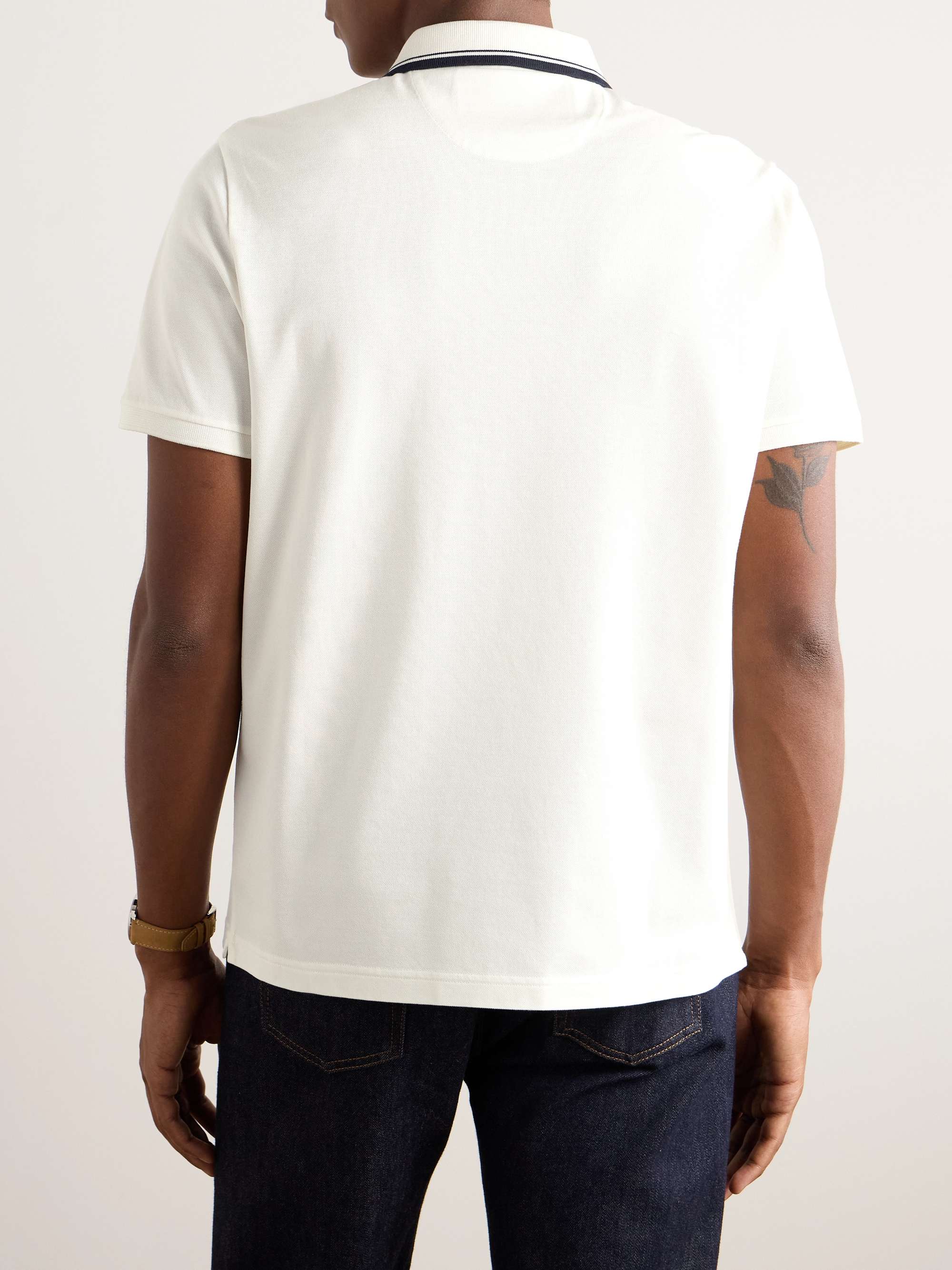 LORO PIANA Regatta Contrast-Tipped Stretch-Cotton Piqué Half-Zip Polo Shirt