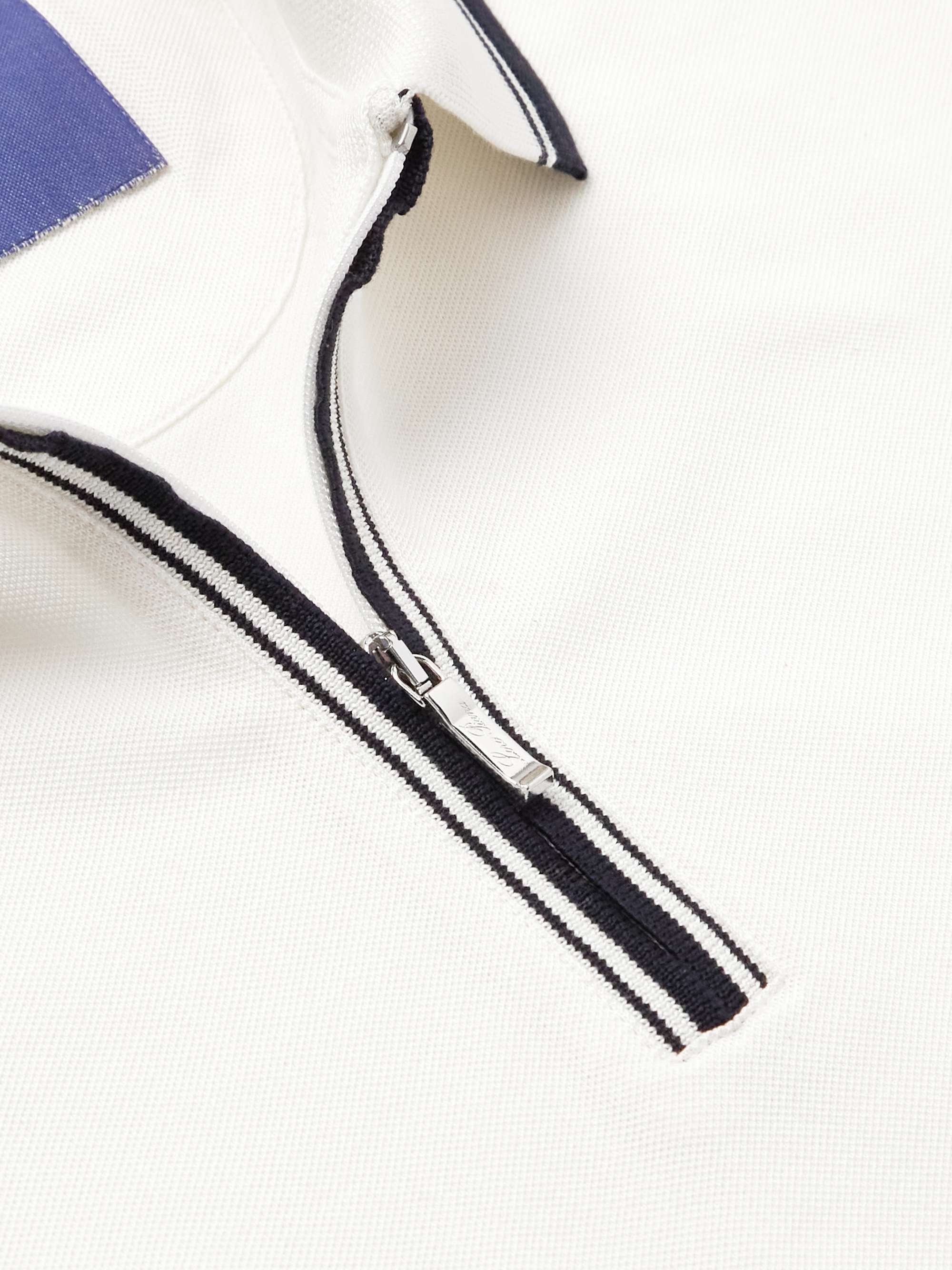 LORO PIANA Regatta Contrast-Tipped Stretch-Cotton Piqué Half-Zip Polo Shirt