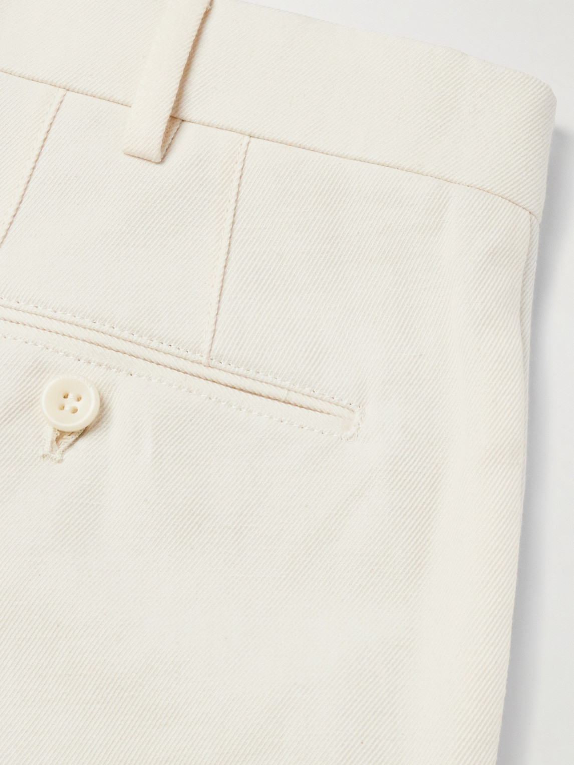 Shop Loro Piana Straight-leg Linen-twill Trousers In Neutrals