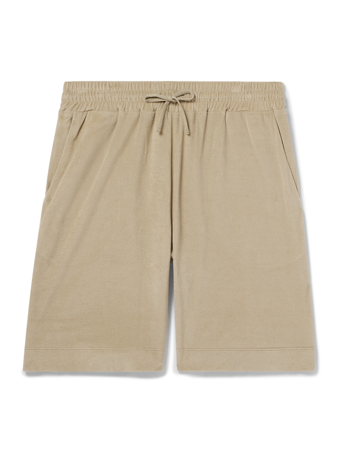 Loro Piana Straight-leg Cotton And Silk-blend Chenille Drawstring Bermuda Shorts In Neutrals