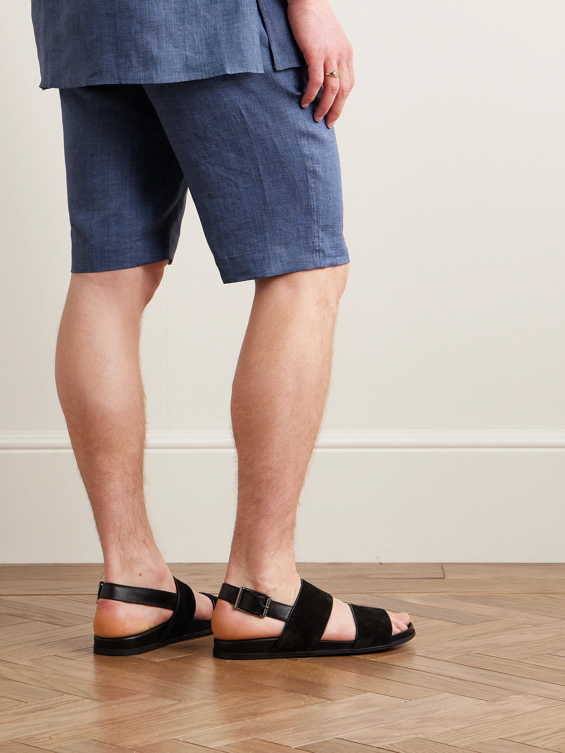 Loro Piana Straight-leg Linen Drawstring Bermuda Shorts In Blue