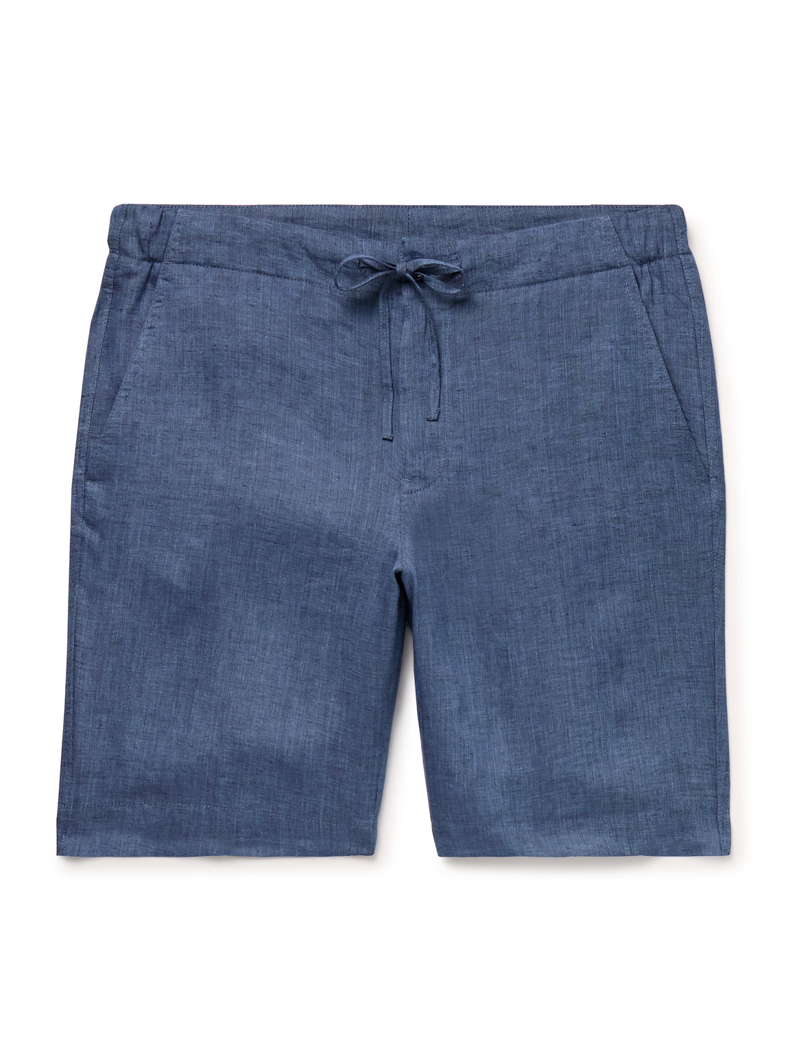 Shop Loro Piana Straight-leg Linen Drawstring Bermuda Shorts In Blue