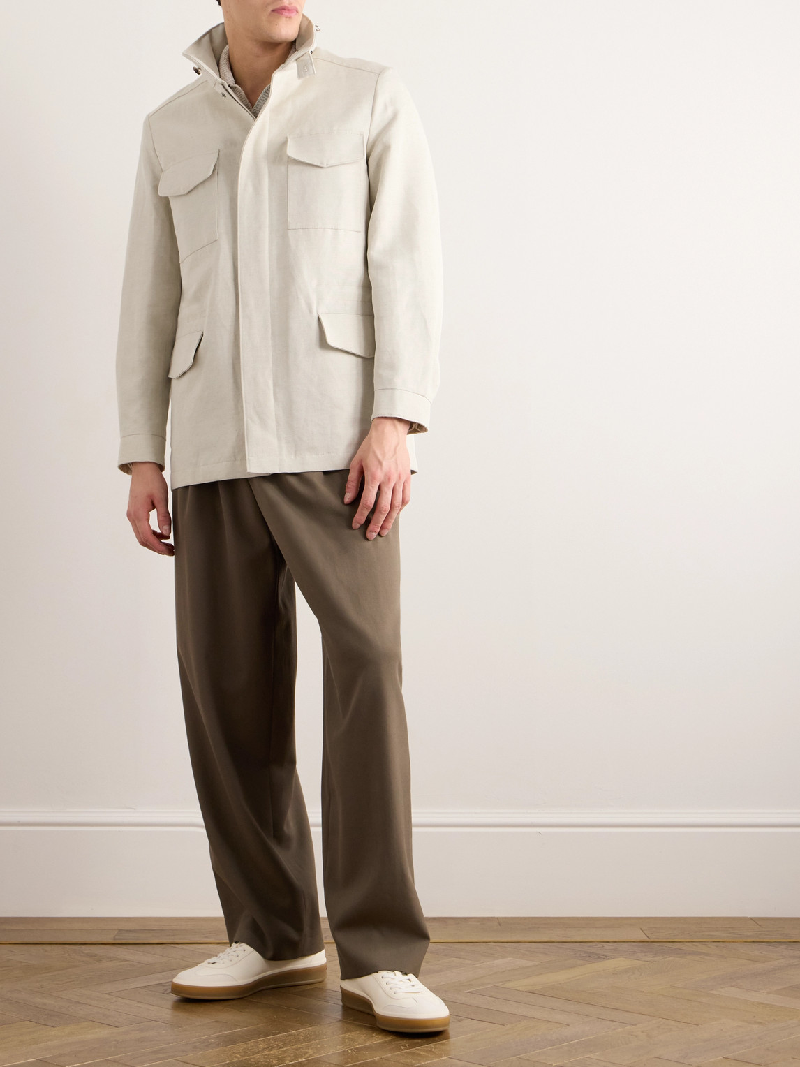 Shop Loro Piana Traveler Rain System® Cotton And Linen-blend Field Jacket In Neutrals