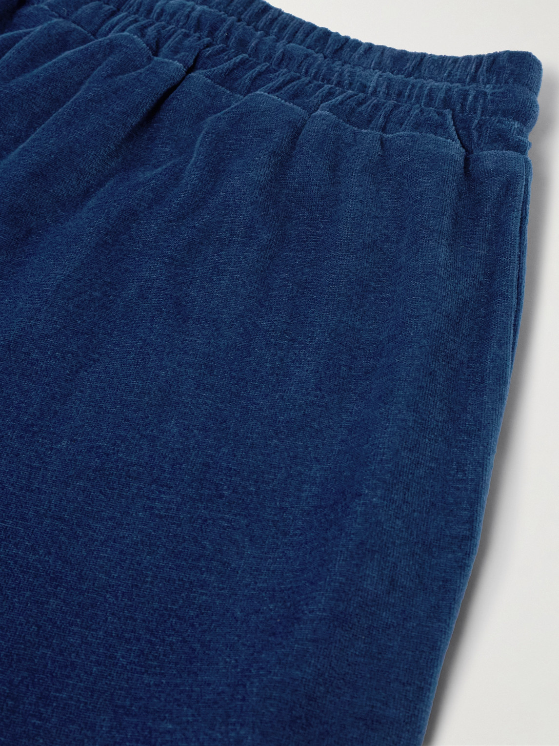 Shop Loro Piana Straight-leg Cotton And Silk-blend Chenille Drawstring Bermuda Shorts In Blue