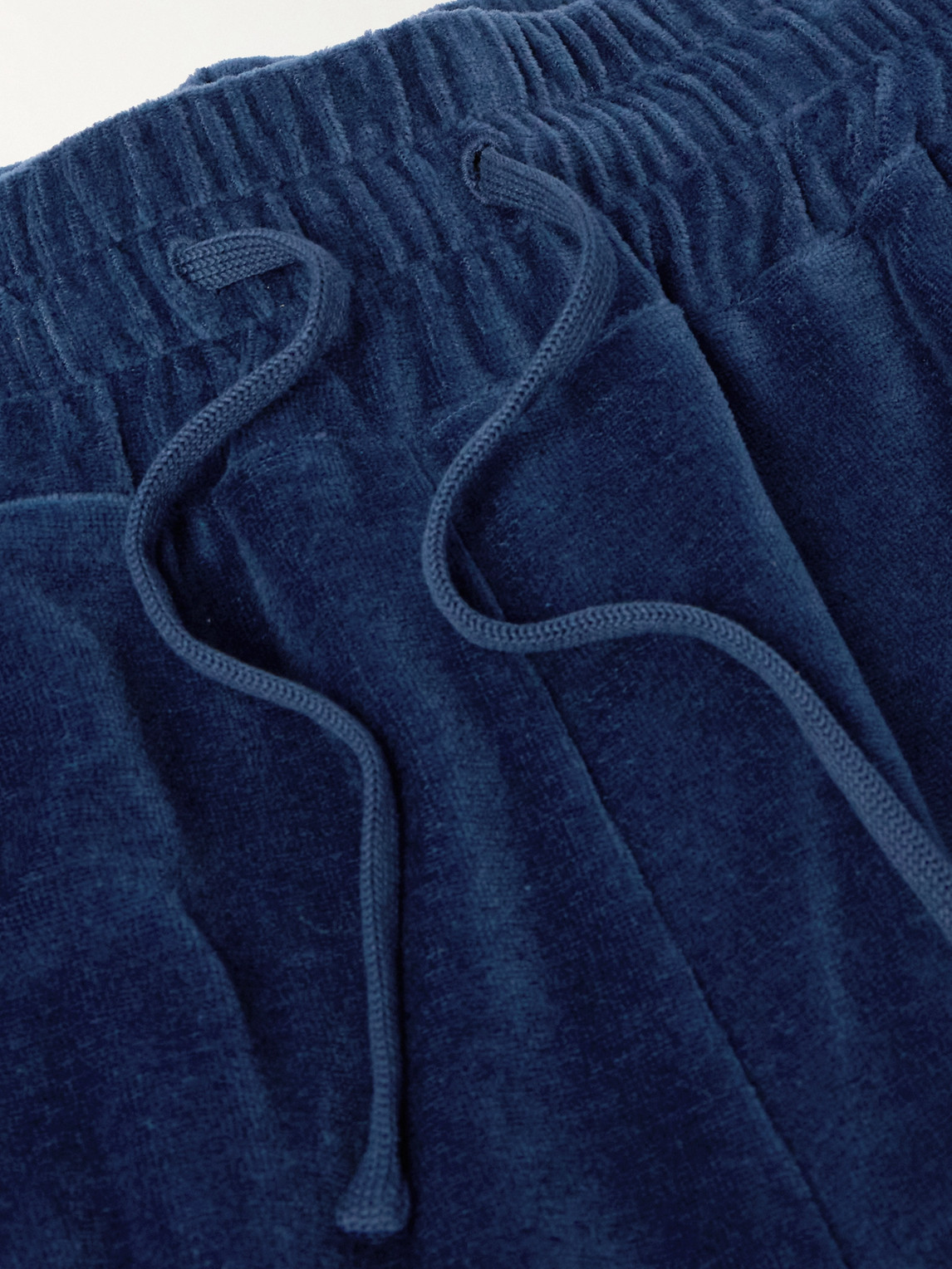 Loro Piana Straight-leg Cotton And Silk-blend Chenille Drawstring Bermuda Shorts In Blue