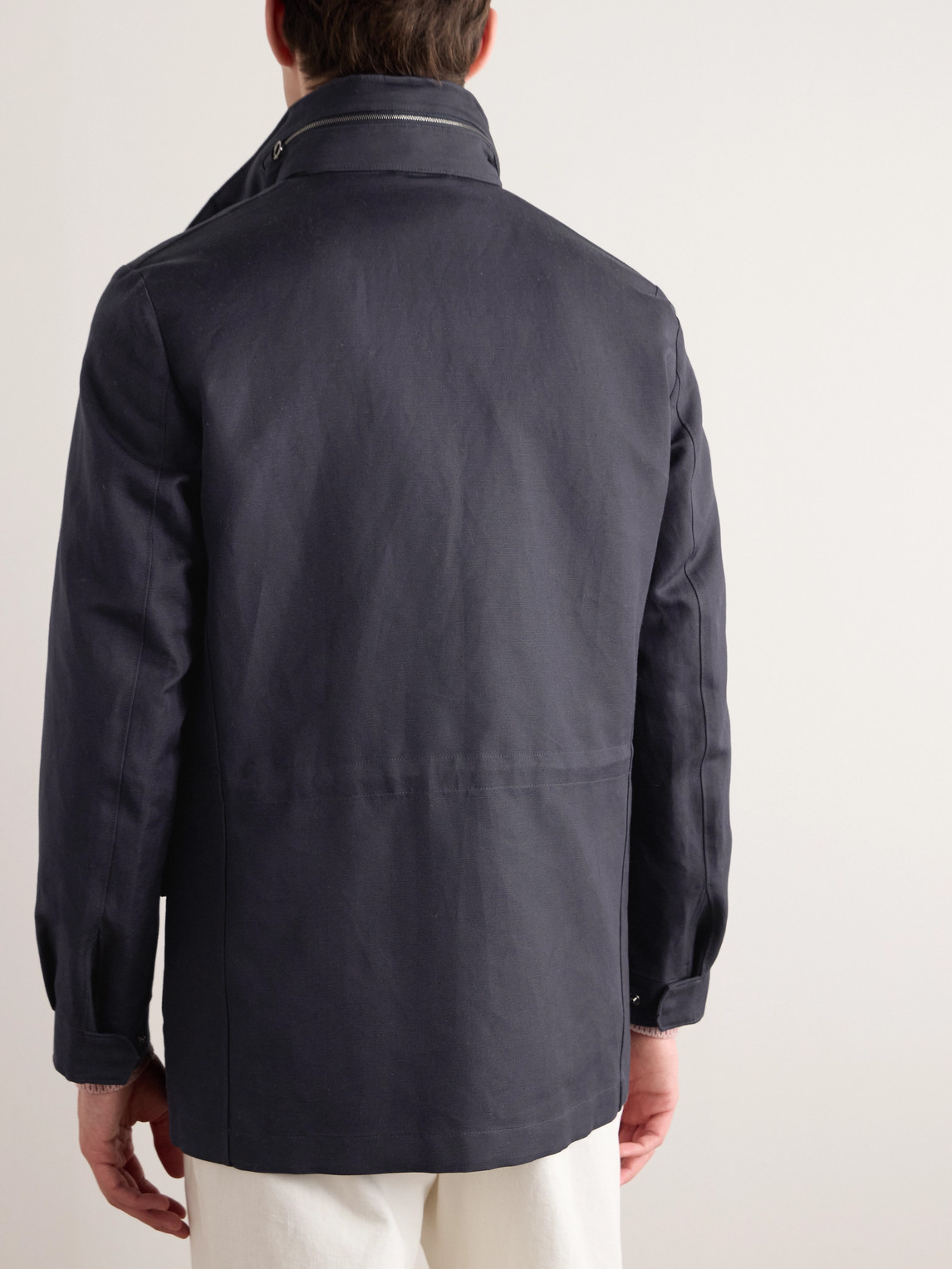 Loro Piana Traveler Rain System® Cotton And Linen-blend Field Jacket In Blue