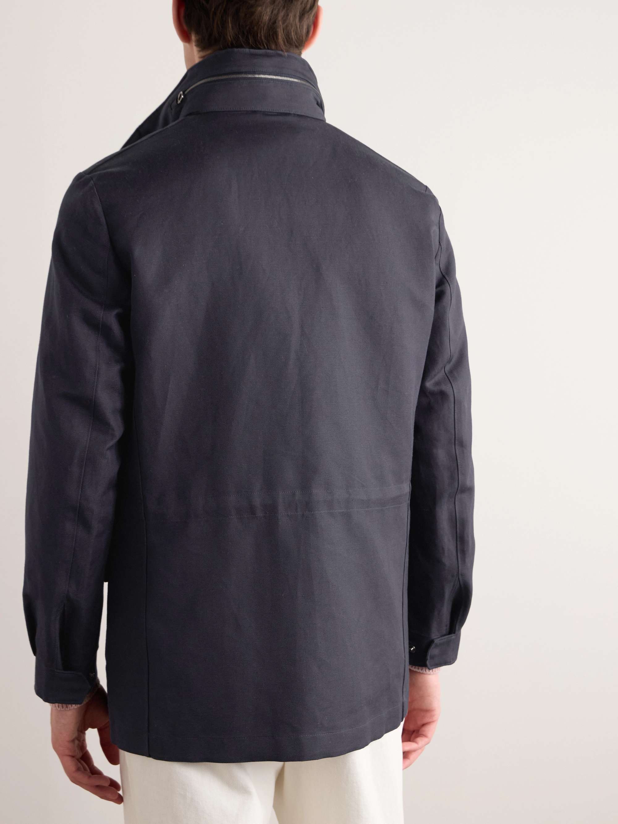 LORO PIANA Field jacket in misto cotone e lino Rain System® Traveler