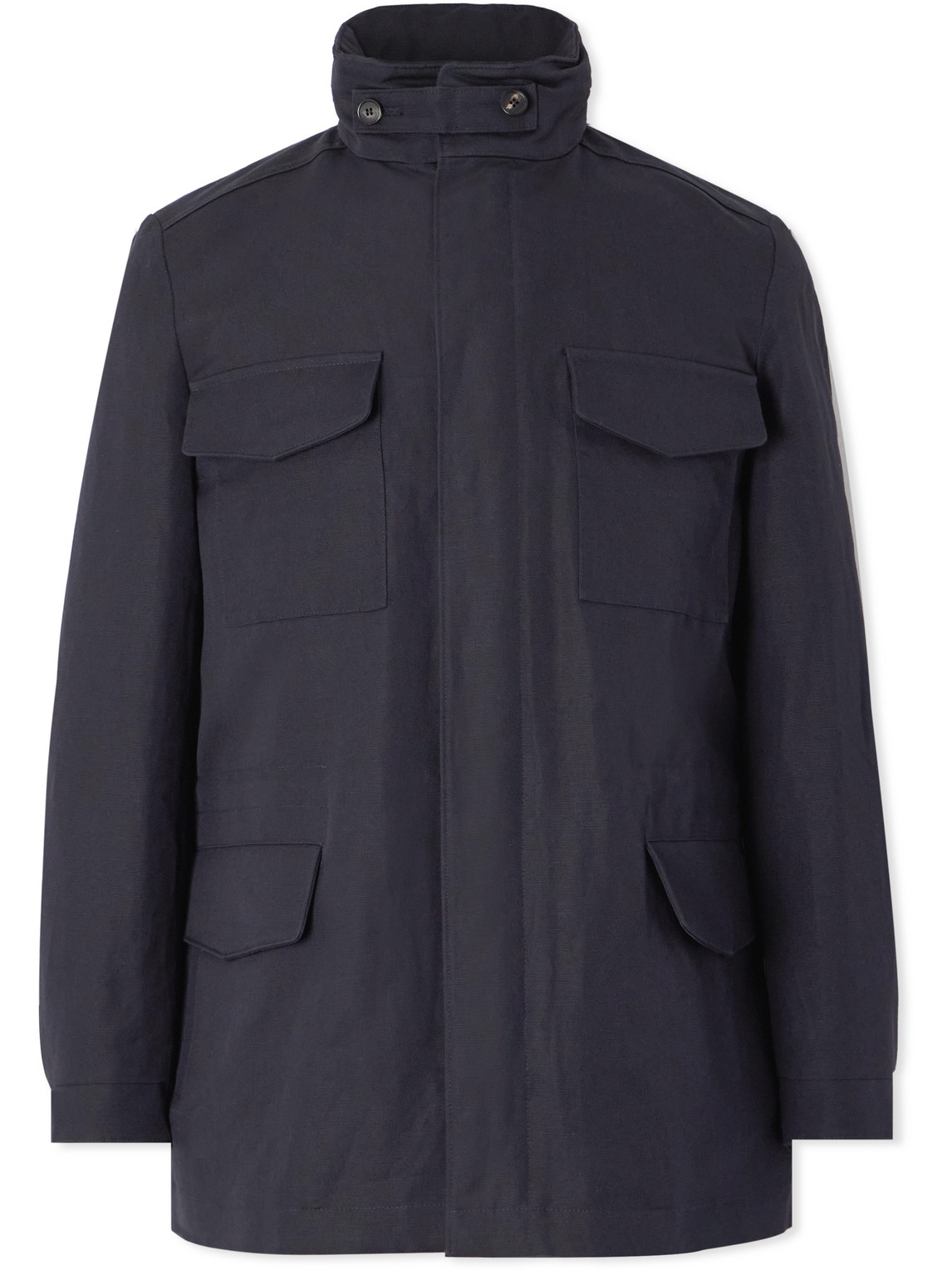 Loro Piana Traveler Rain System® Cotton And Linen-blend Field Jacket In Blue