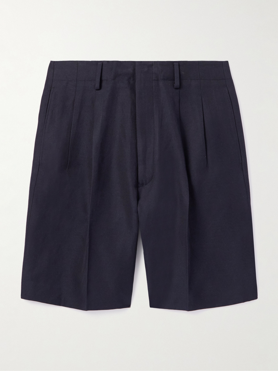Loro Piana Joetsu Straight-Leg Pleated Cotton and Linen-Blend Twill Bermuda Shorts - Men