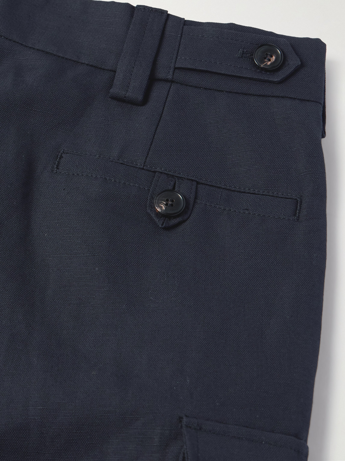 Loro Piana Bizen Wide-leg Cotton And Linen-blend Canvas Cargo Shorts In Blue