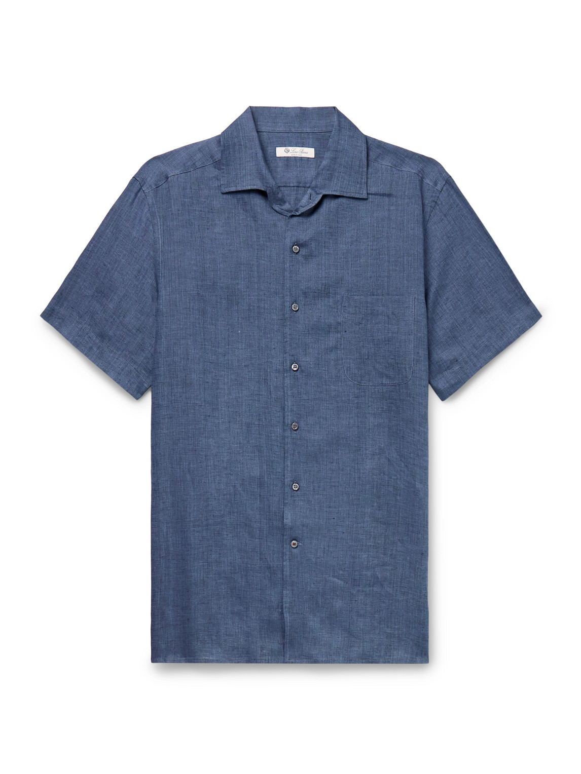 Loro Piana André Camp-collar Linen Shirt In Blue