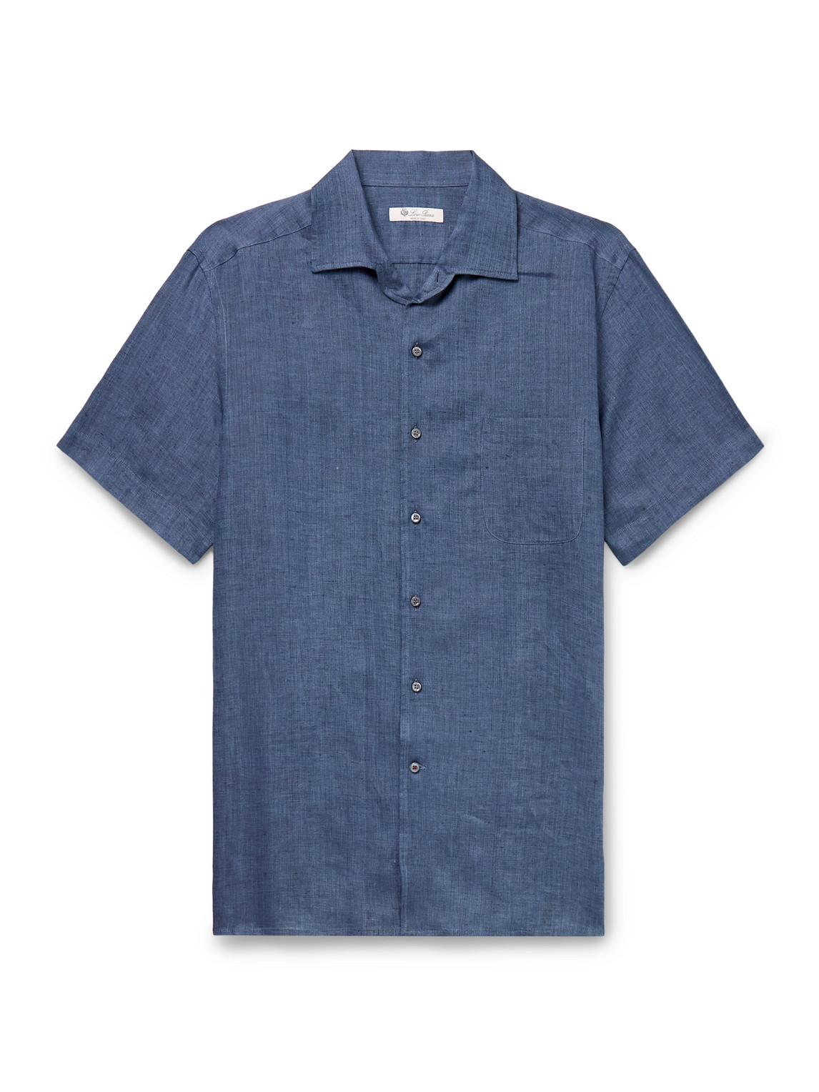 André Camp-Collar Linen Shirt