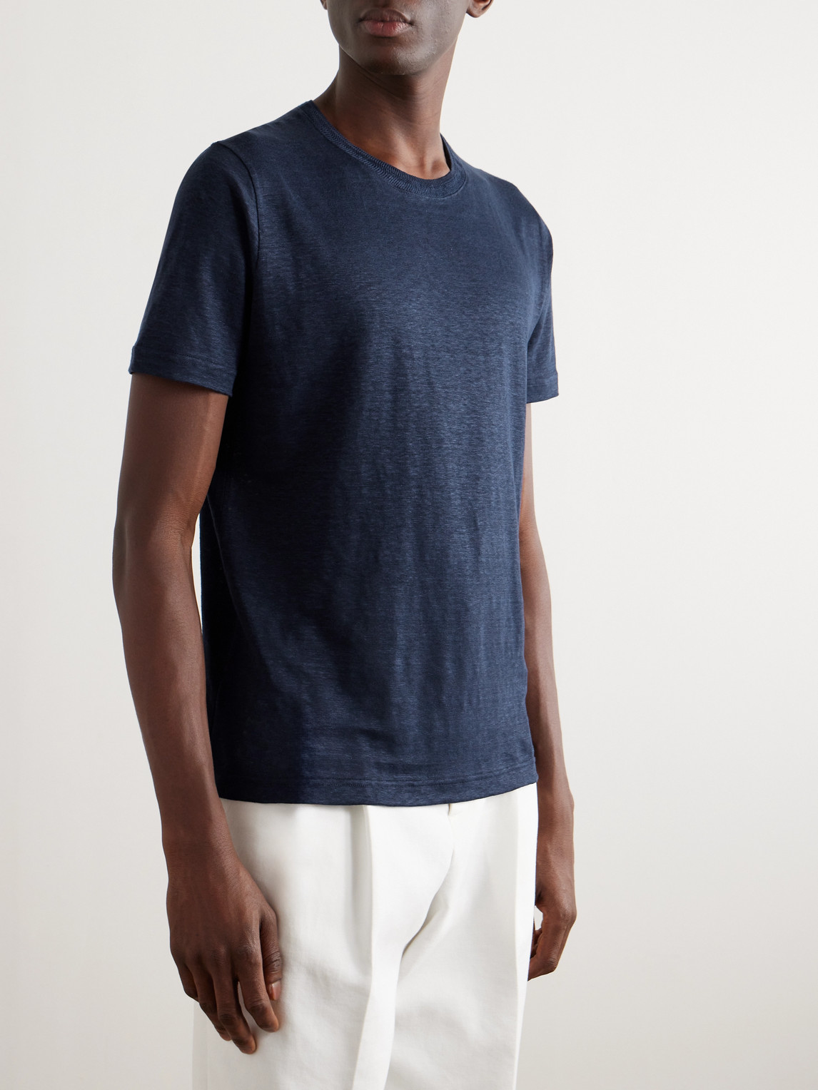 Shop Loro Piana Linen T-shirt In Blue