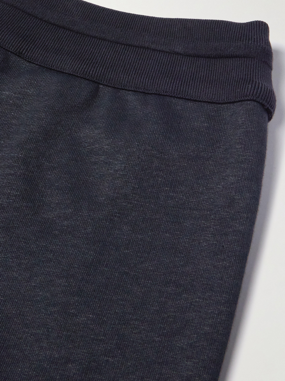 Shop Loro Piana Kawaguchi Slim-fit Straight-leg Cotton, Linen And Cashmere-blend Sweatpants In Blue