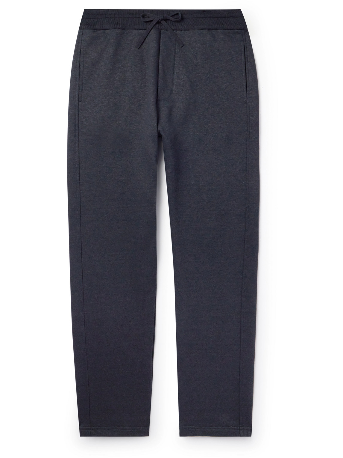 Loro Piana Kawaguchi Slim-fit Straight-leg Cotton, Linen And Cashmere-blend Sweatpants In Blue