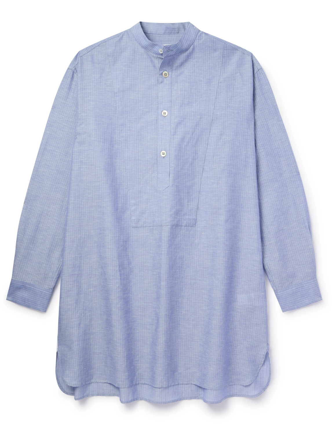 Suwako Grandad-Collar Striped Linen and Cotton-Blend Shirt