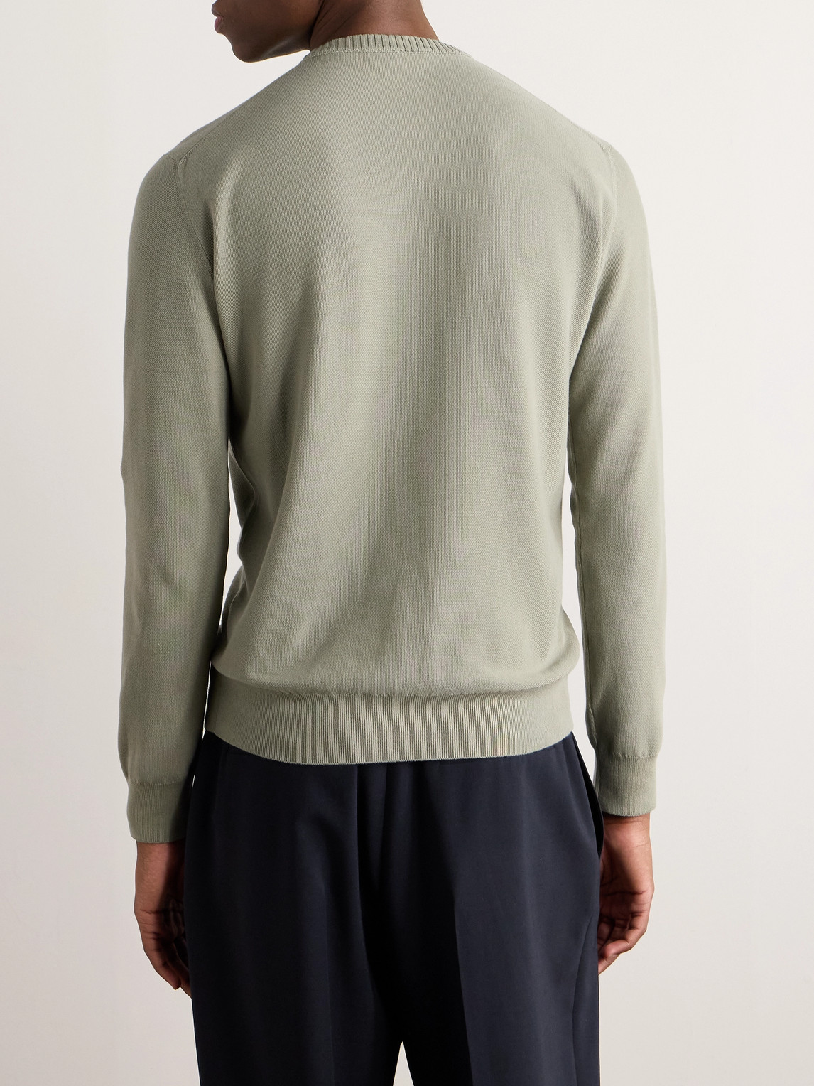 Loro Piana Cotton And Silk-blend Piqué Sweater In Green