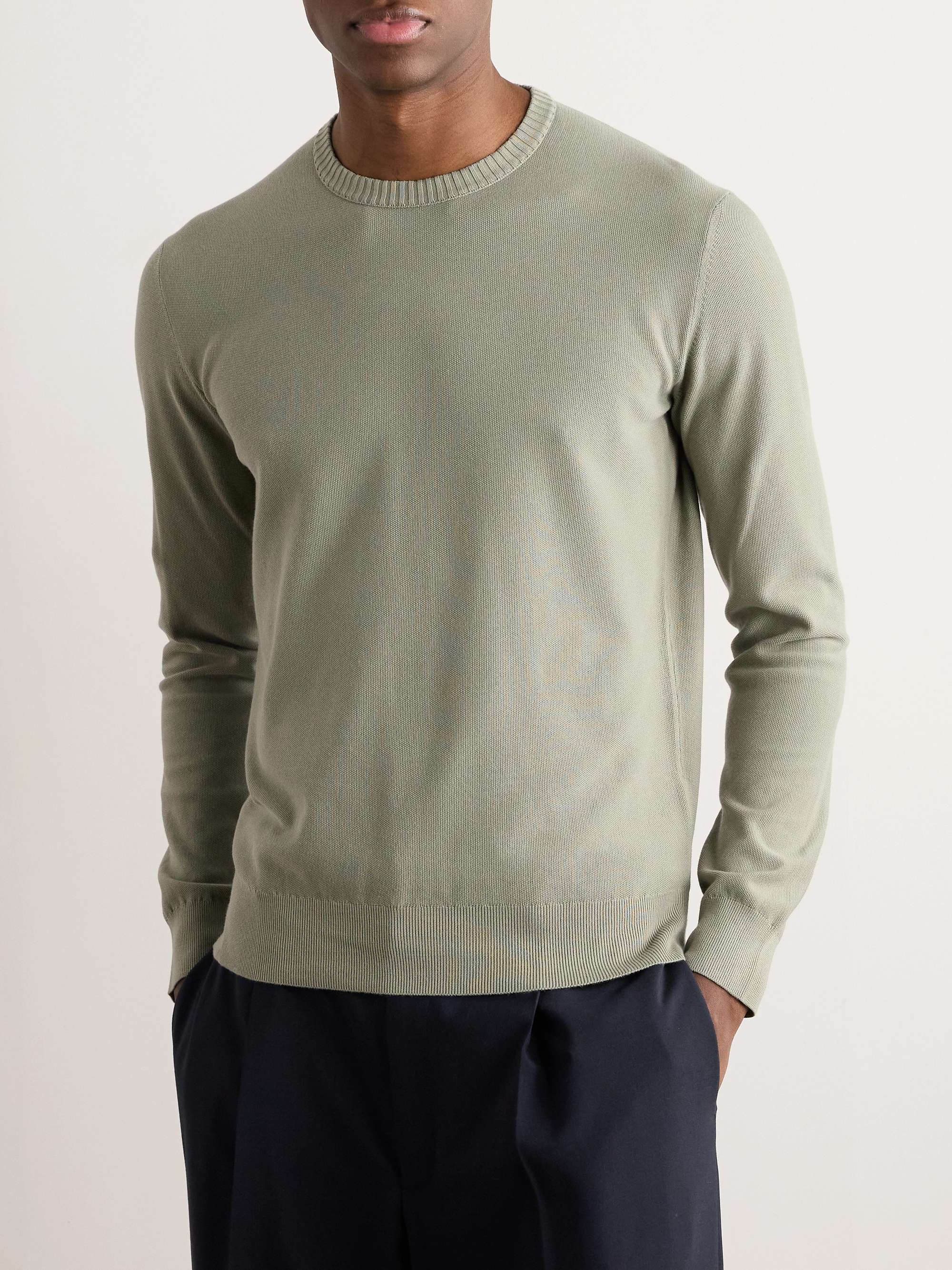 LORO PIANA Cotton and Silk-Blend Piqué Sweater