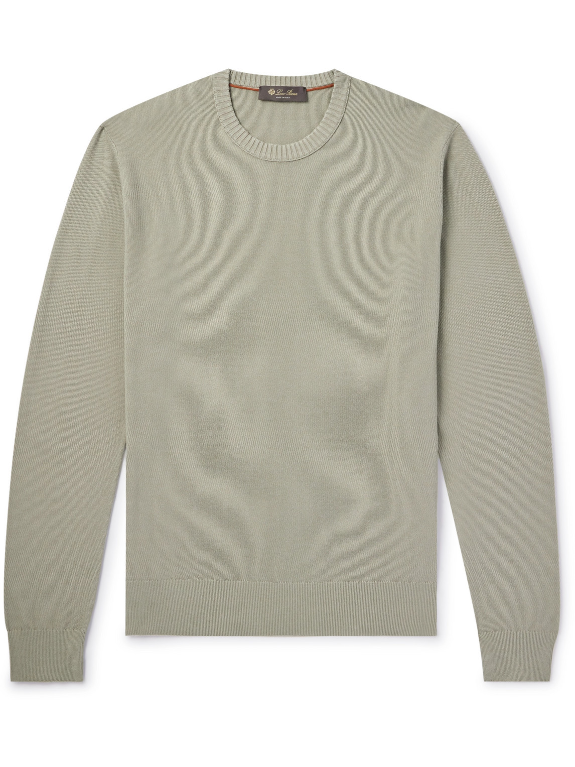 Loro Piana Cotton And Silk-blend Piqué Sweater In Green