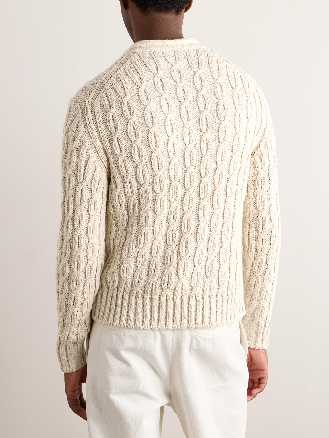 Loro Piana Slim-fit Cable-knit Cotton Cardigan In Neutrals