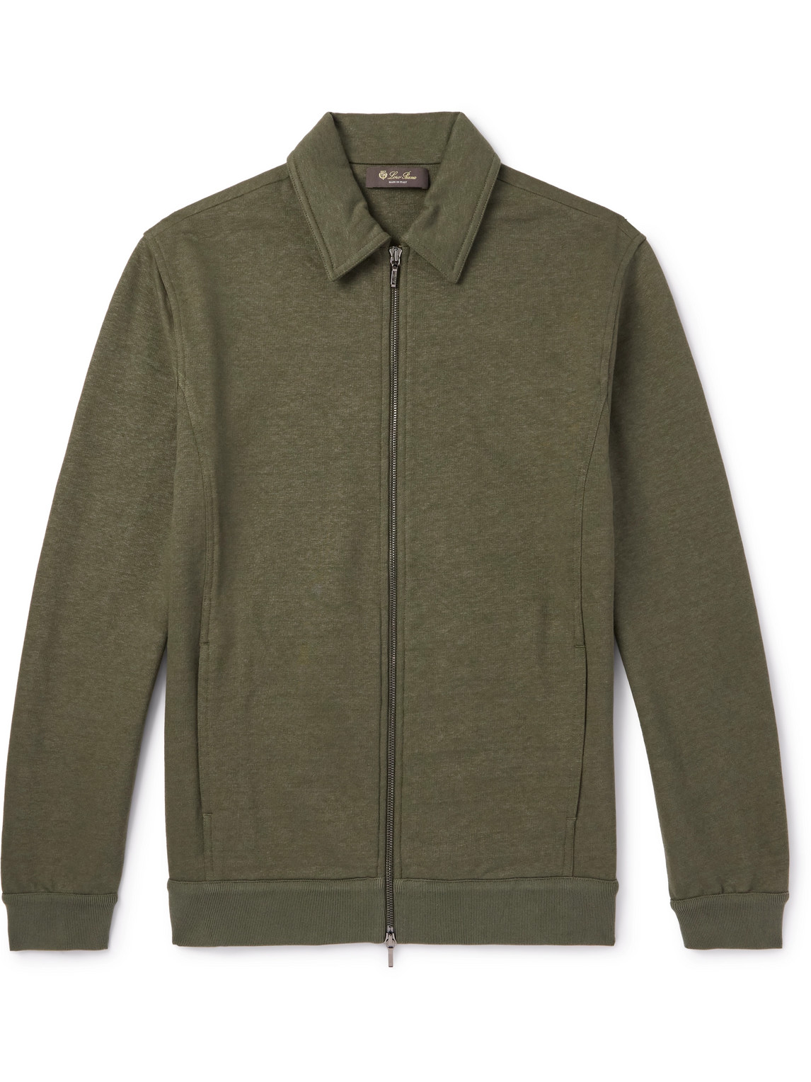 Loro Piana Kawaguchi Cotton, Linen And Cashmere-blend Jersey Bomber Jacket In Green
