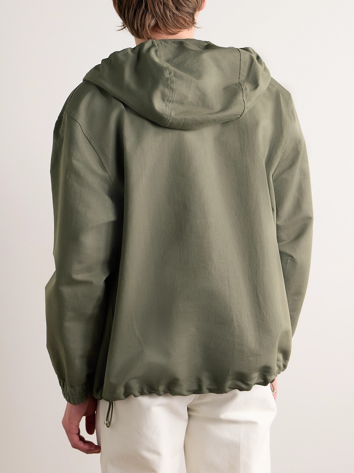 Shop Loro Piana Ako Cotton And Silk-blend Twill Hooded Parka In Green